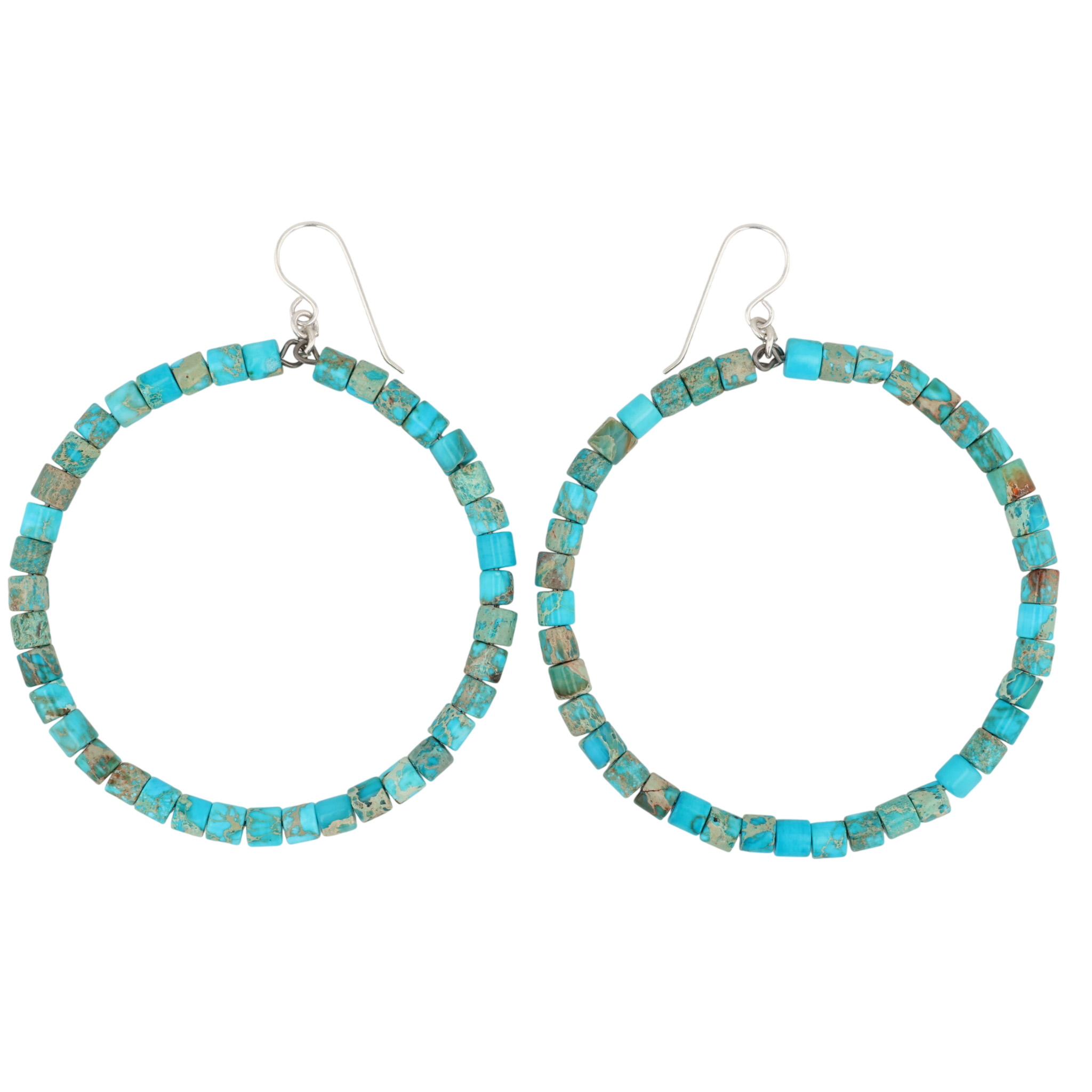 Southwest Sterling Kingman Turquoise Bead Earrings