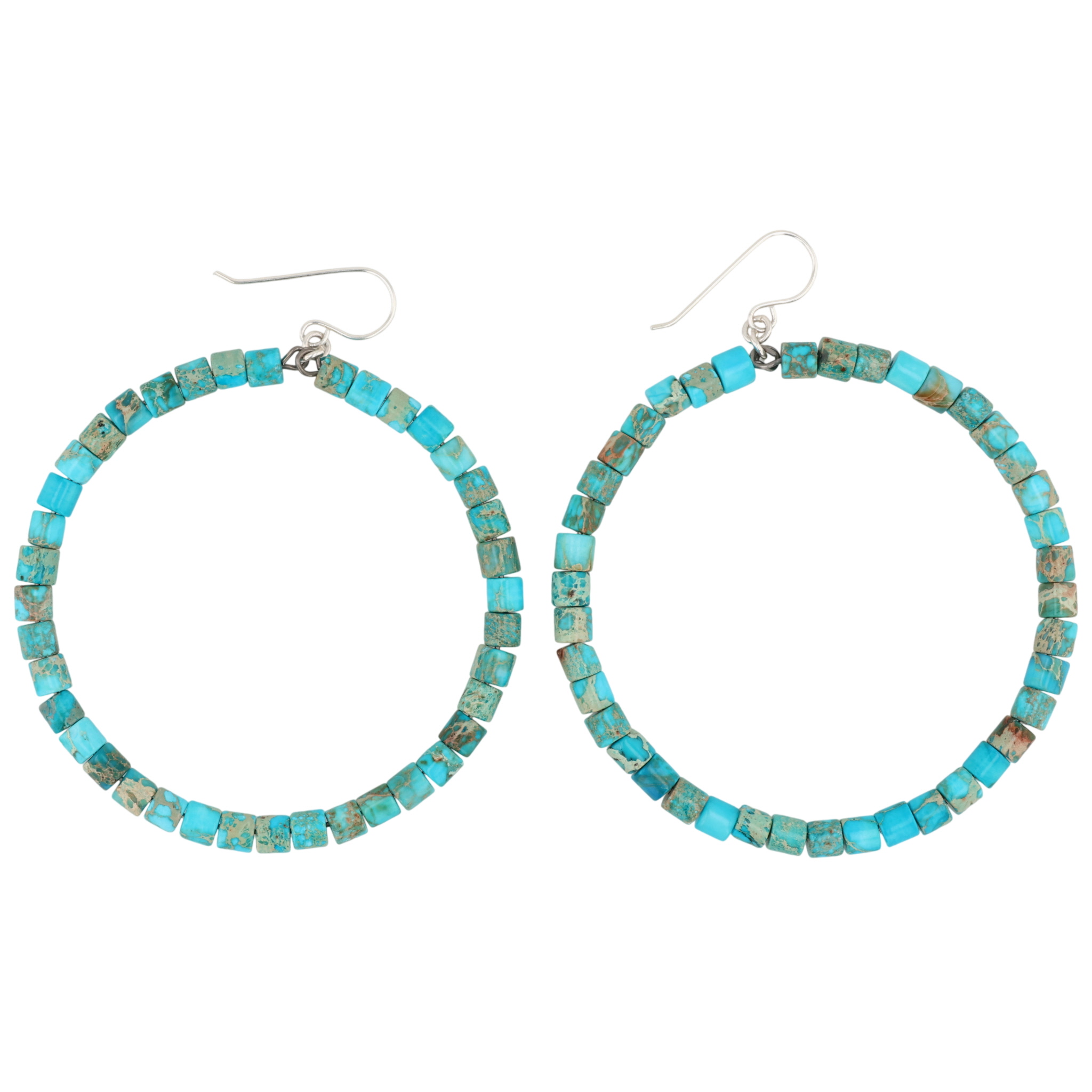 Southwest Sterling Kingman Turquoise Bead Earrings