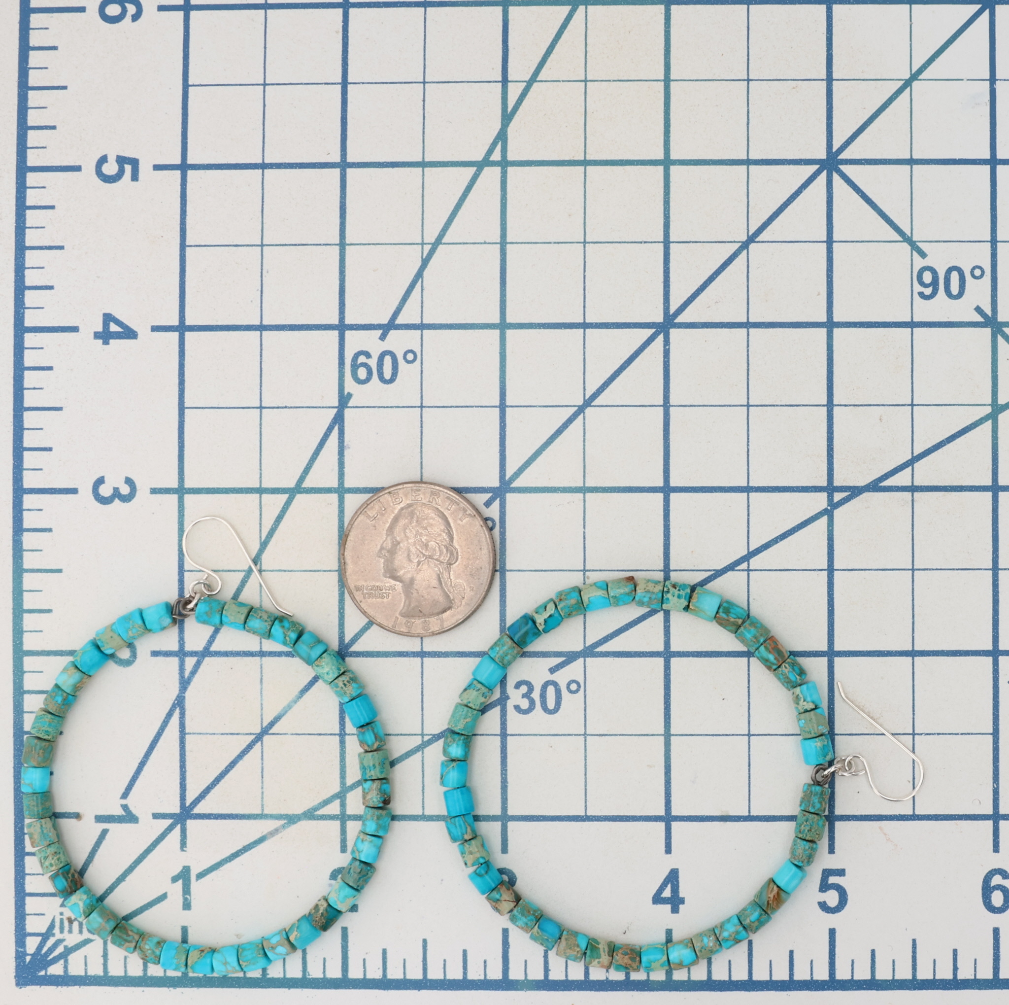 Southwest Sterling Kingman Turquoise Bead Earrings