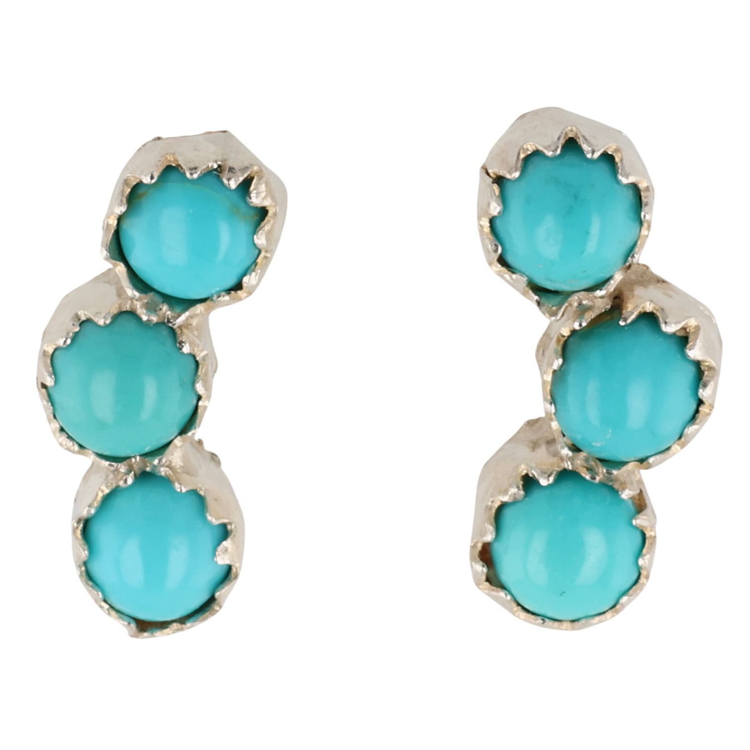 Janice Spencer Zuni Sterling Kingman Turquoise Earrings