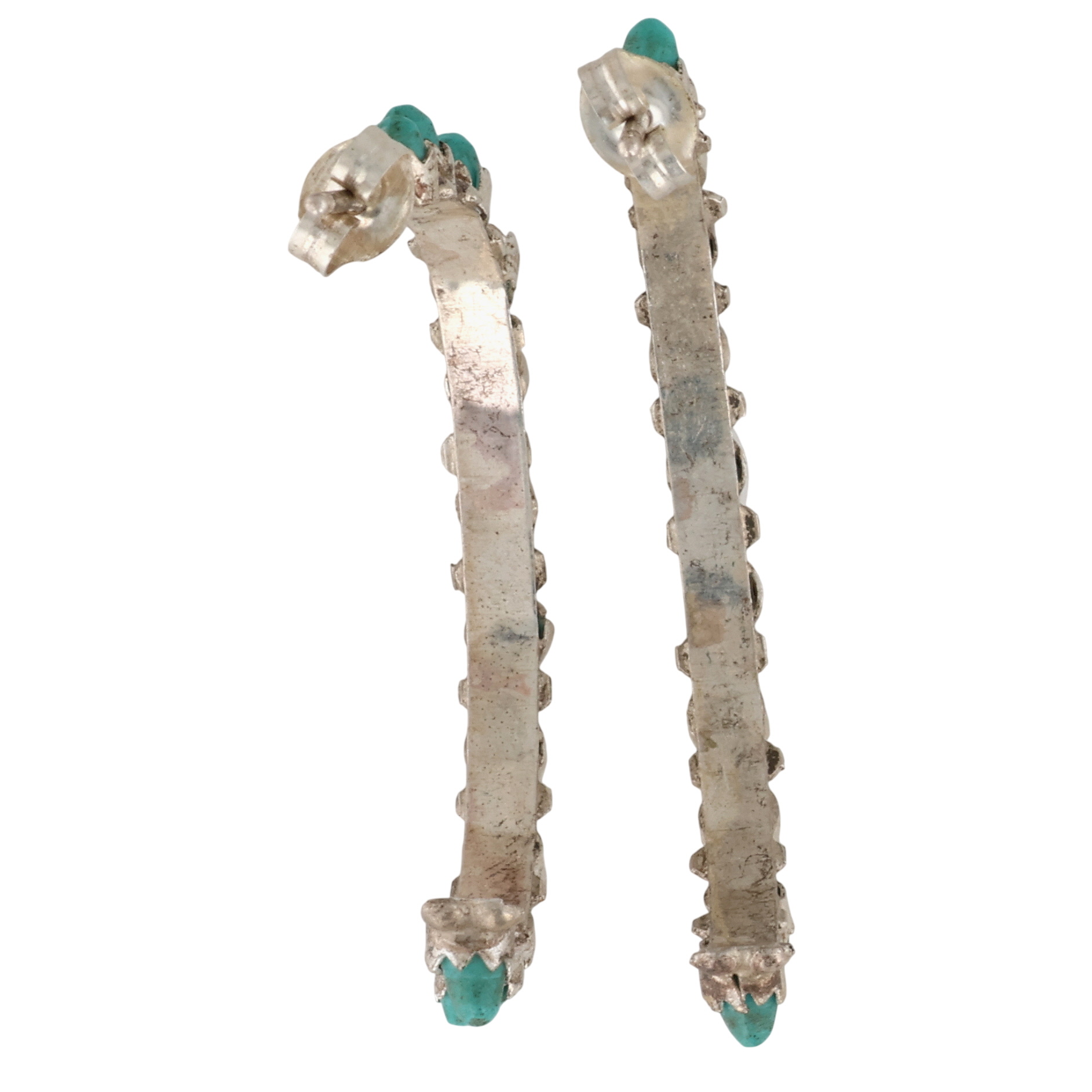 Marlon Quam Zuni Sterling Kingman Turquoise Snake Eye Earrings