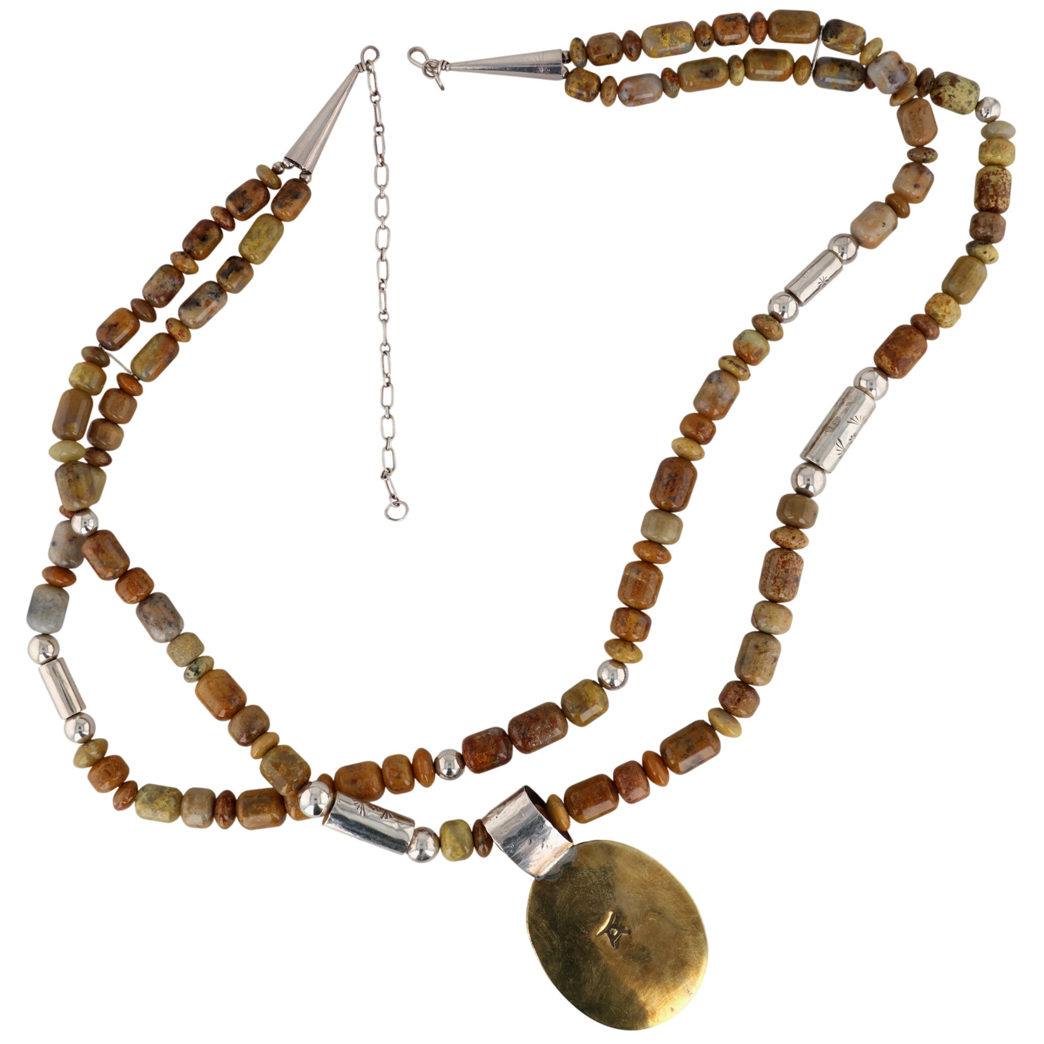 Wayne Aguilar Kewa Sterling Brass Jasper Bead Necklace