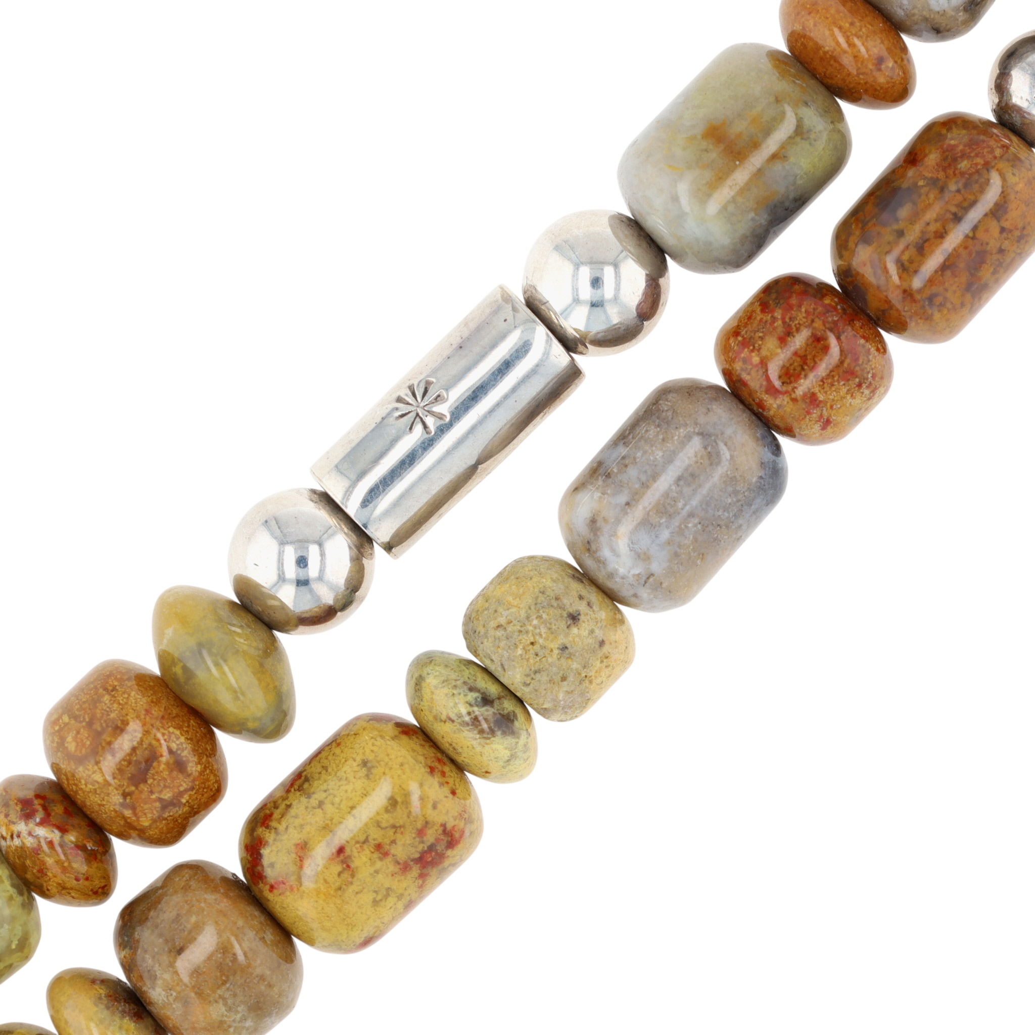 Wayne Aguilar Kewa Sterling Brass Jasper Bead Necklace