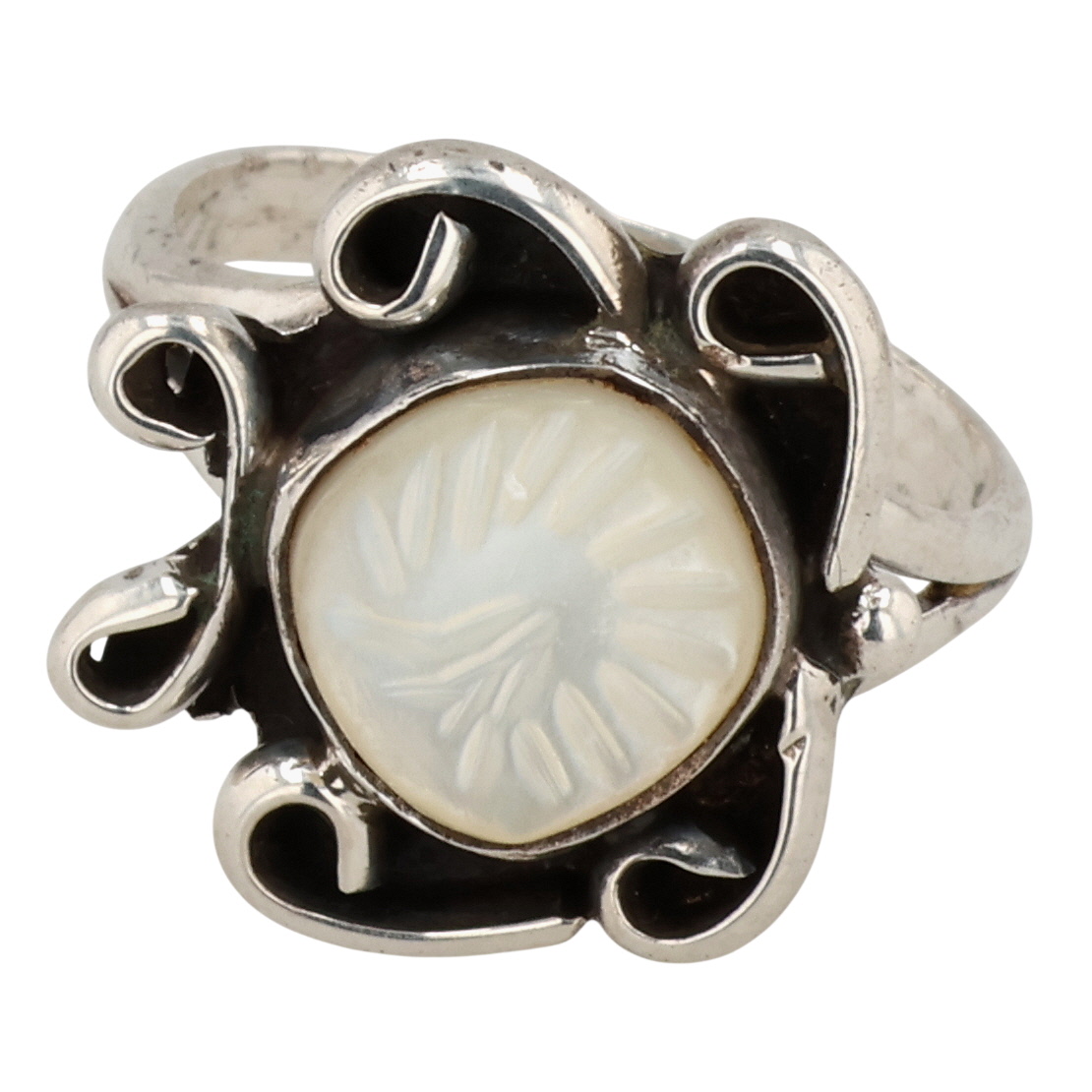 Navajo Sterling Mother of Pearl Ring Sz 7