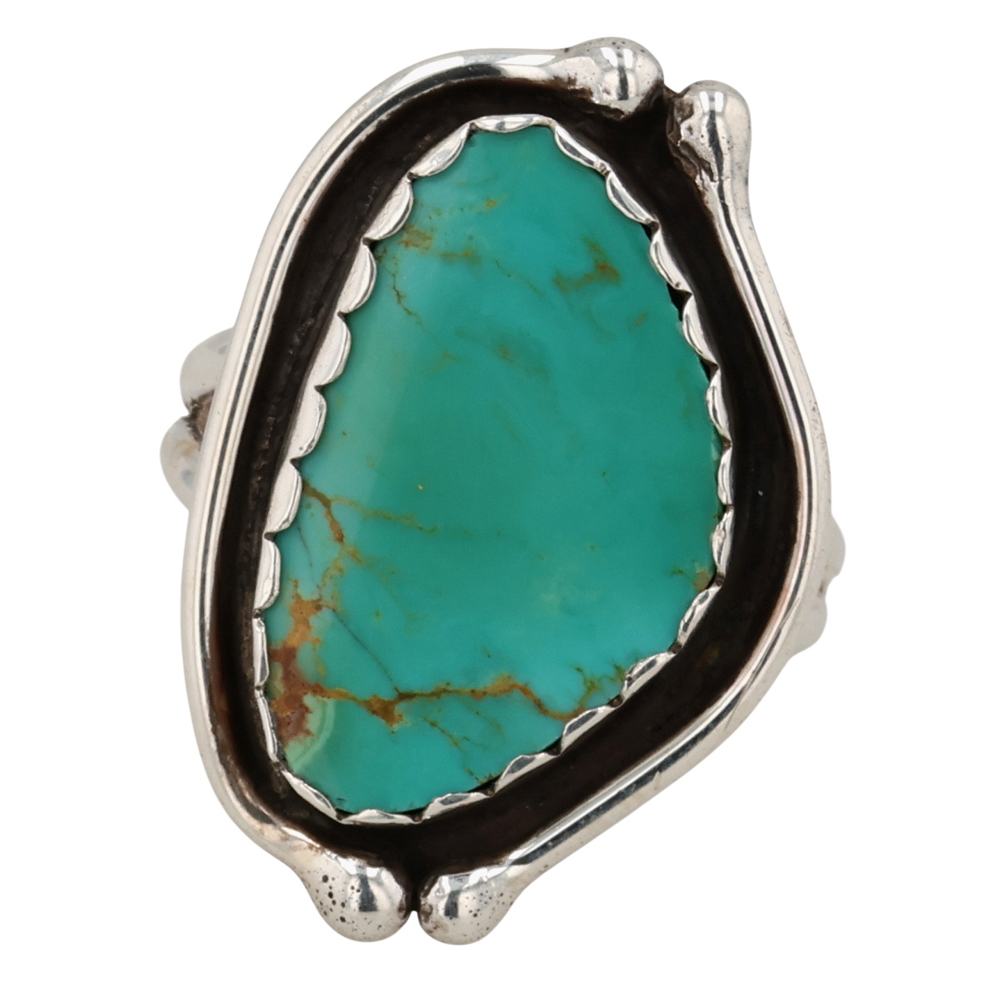 Signed Navajo Sterling Turquoise Ring Sz 8