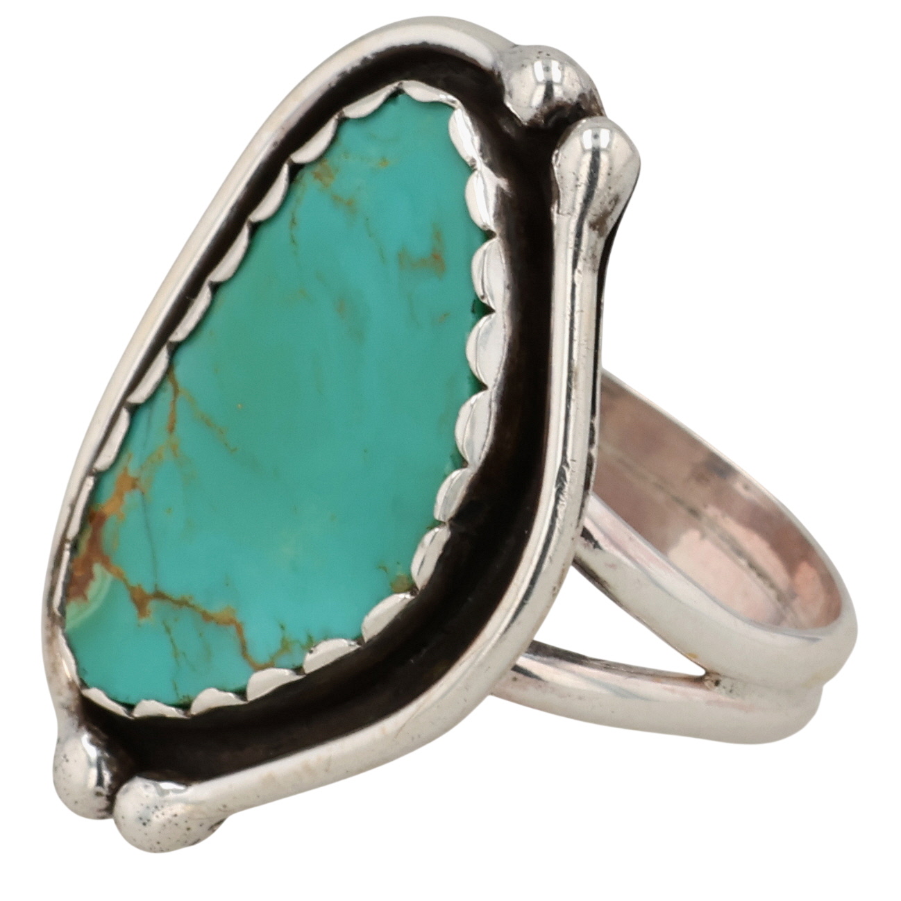 Signed Navajo Sterling Turquoise Ring Sz 8