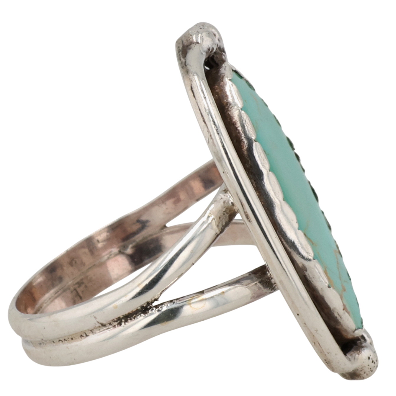 Signed Navajo Sterling Turquoise Ring Sz 8