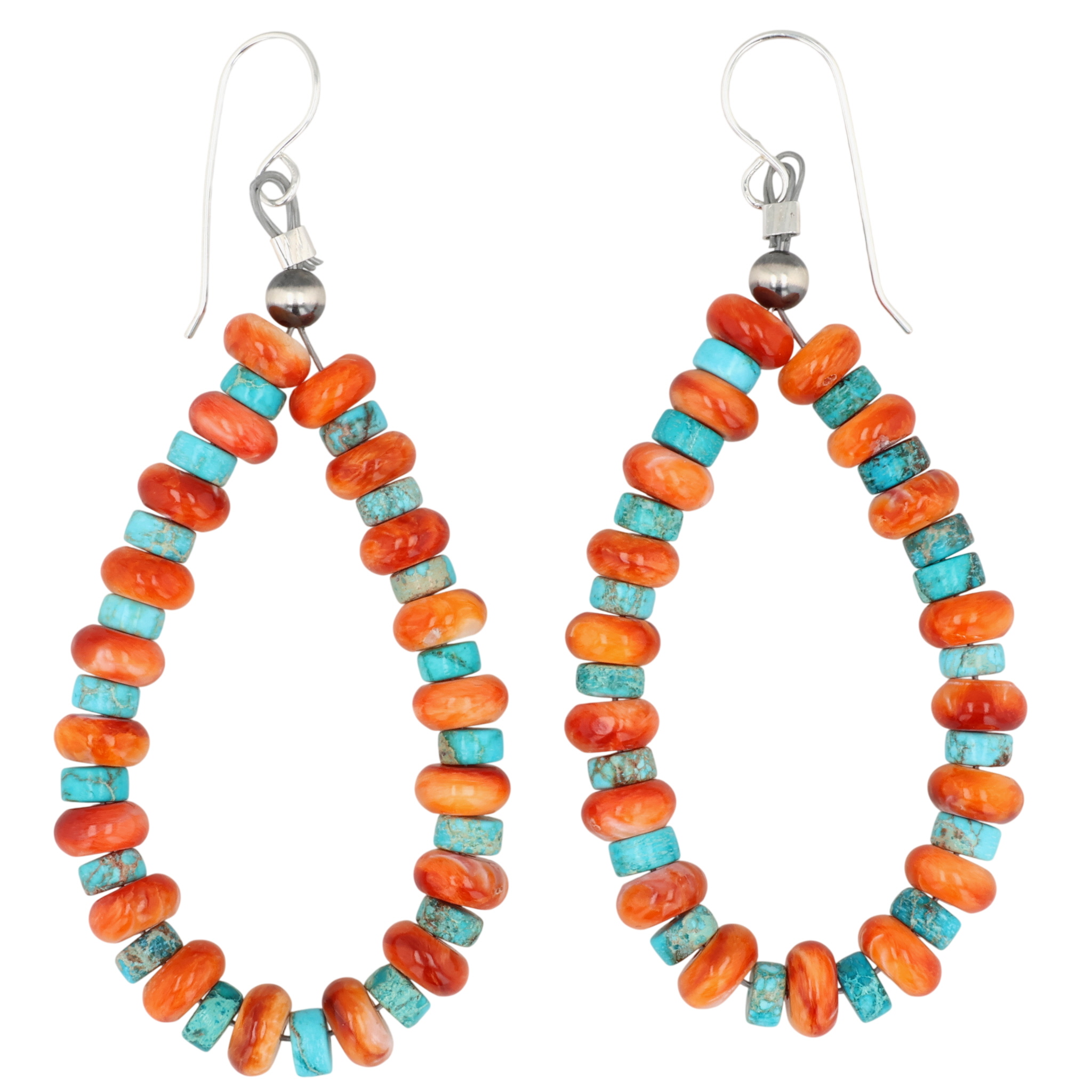 Southwest Sterling Spiny Oyster Turquoise Earrings