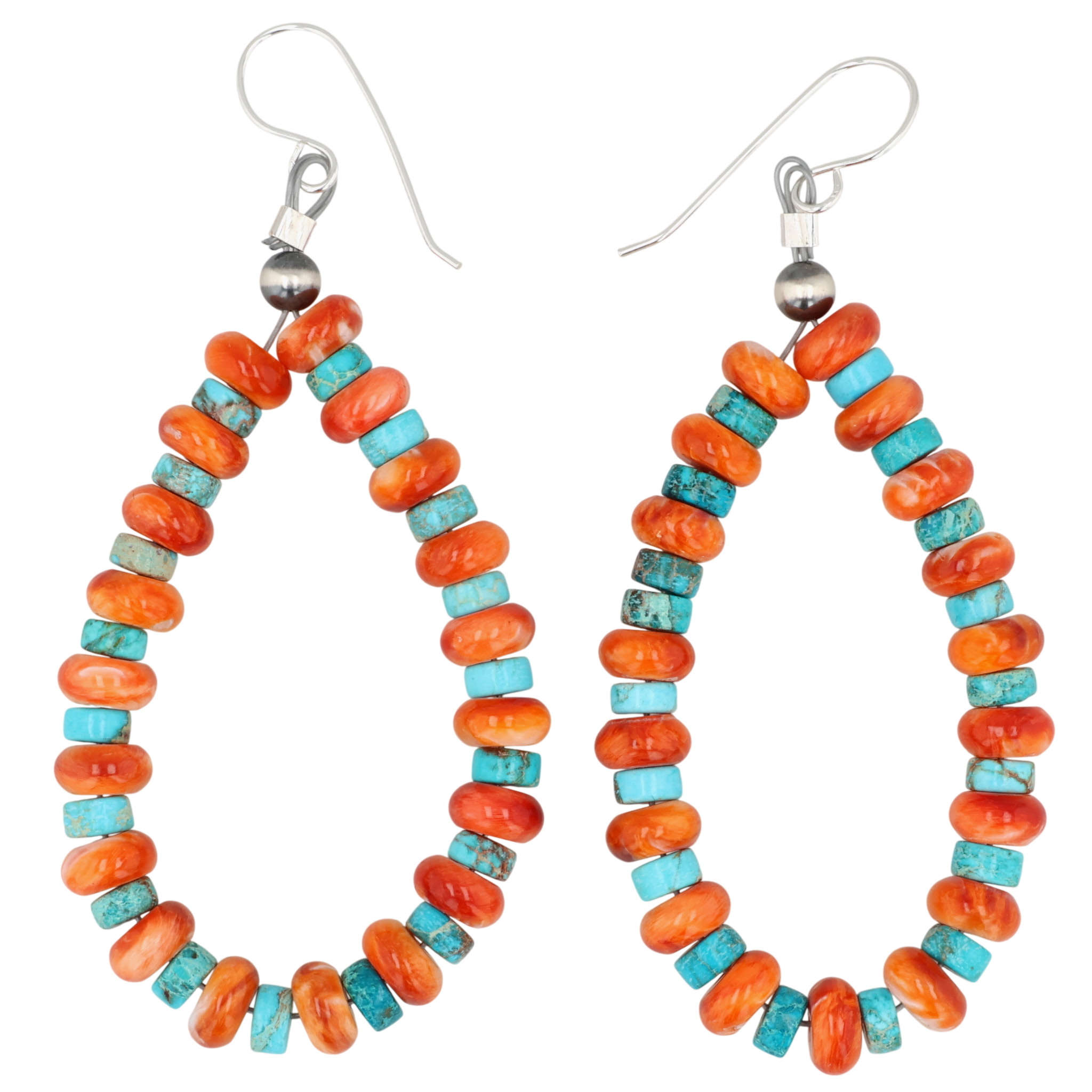 Southwest Sterling Spiny Oyster Turquoise Earrings