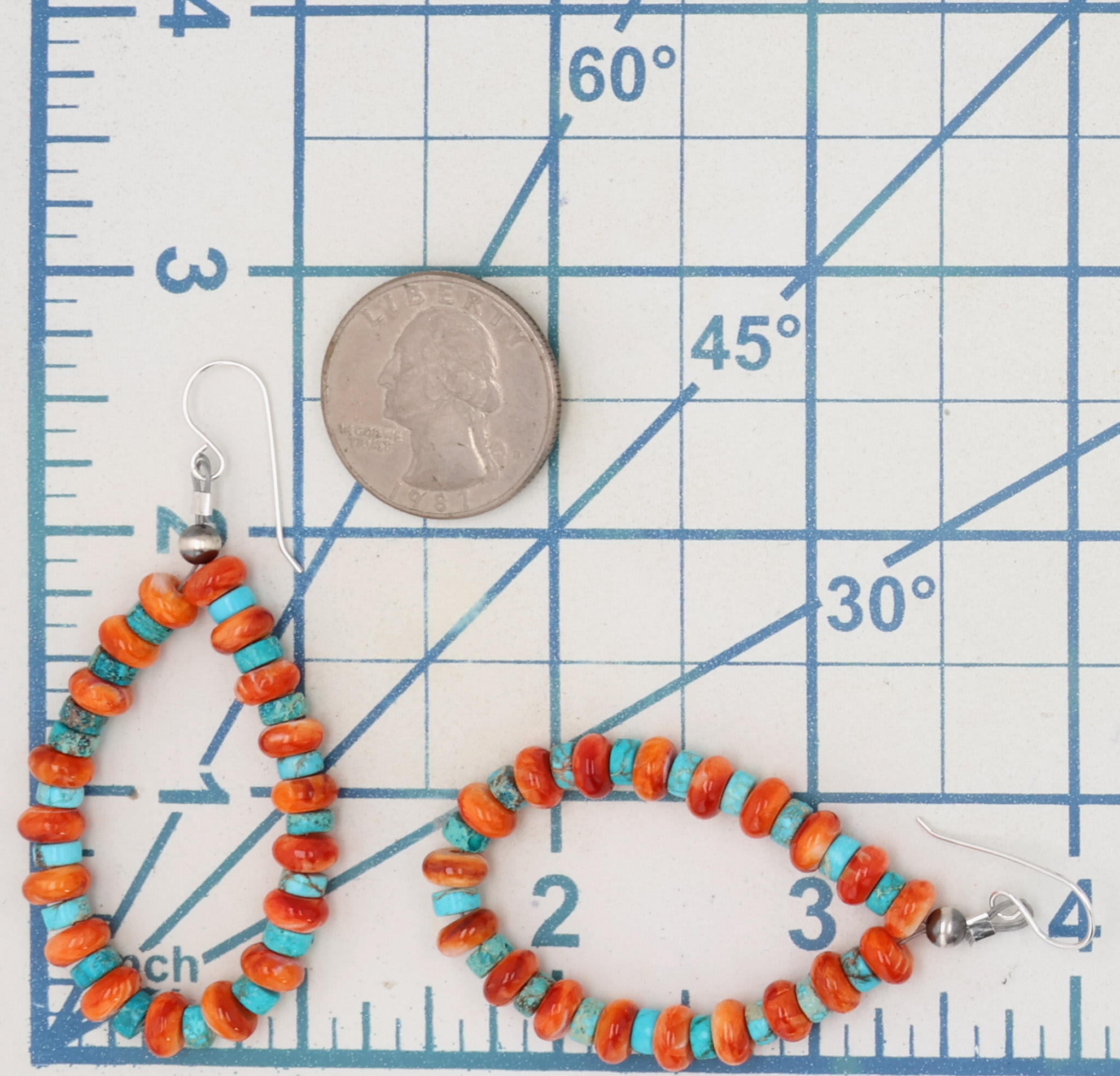 Southwest Sterling Spiny Oyster Turquoise Earrings