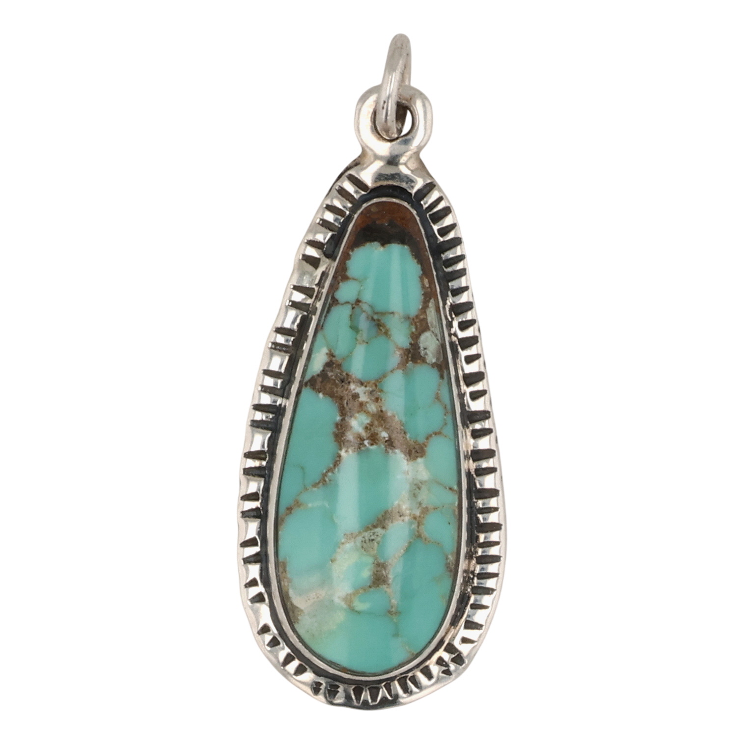 Signed Navajo Sterling Turquoise Pendant