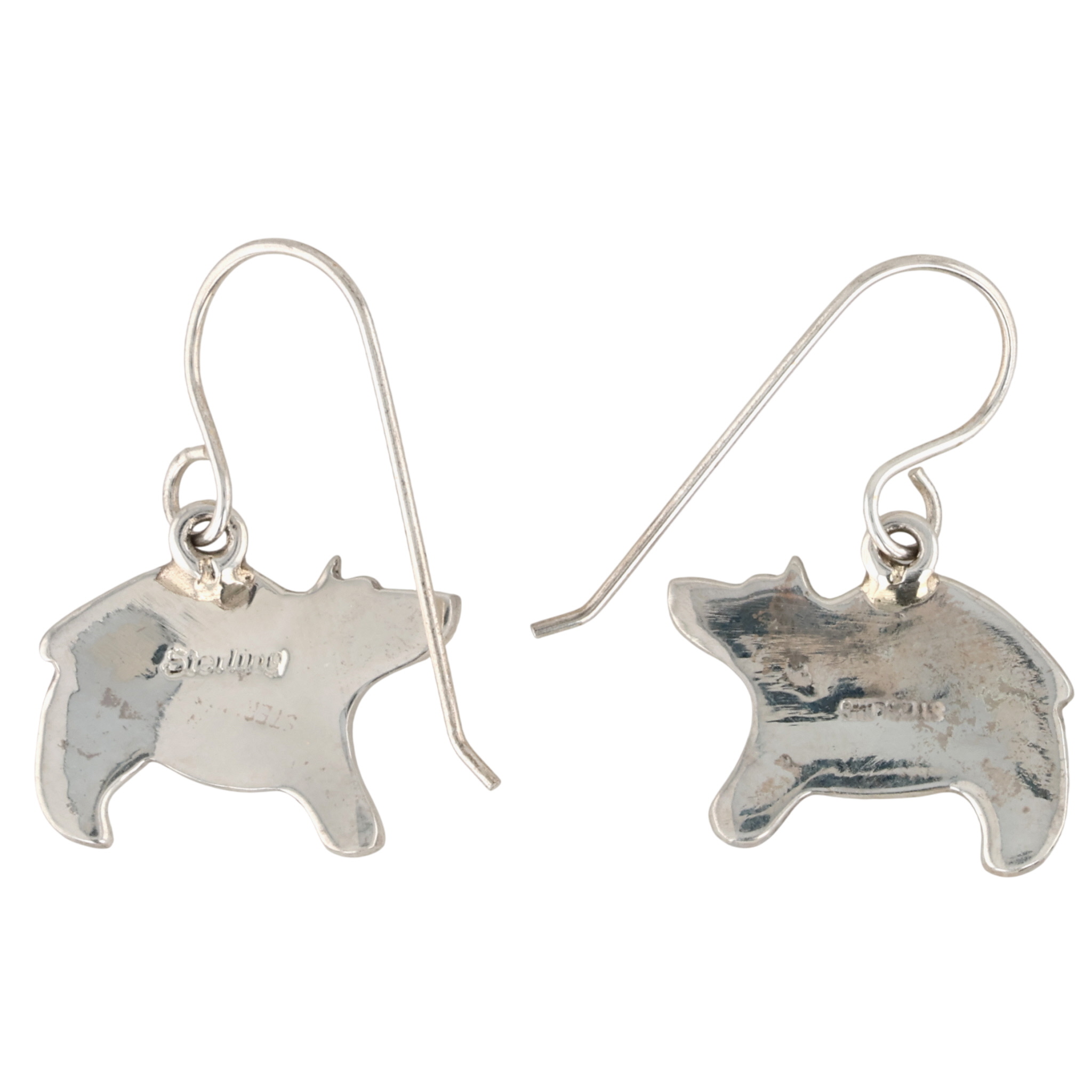 Allen Lee Navajo Sterling Stamped Bear Earrings