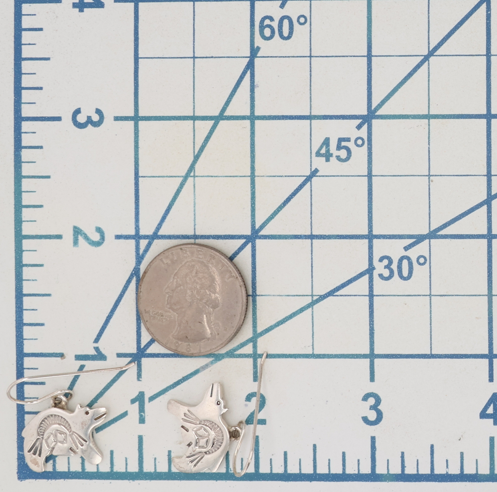 Allen Lee Navajo Sterling Stamped Bear Earrings