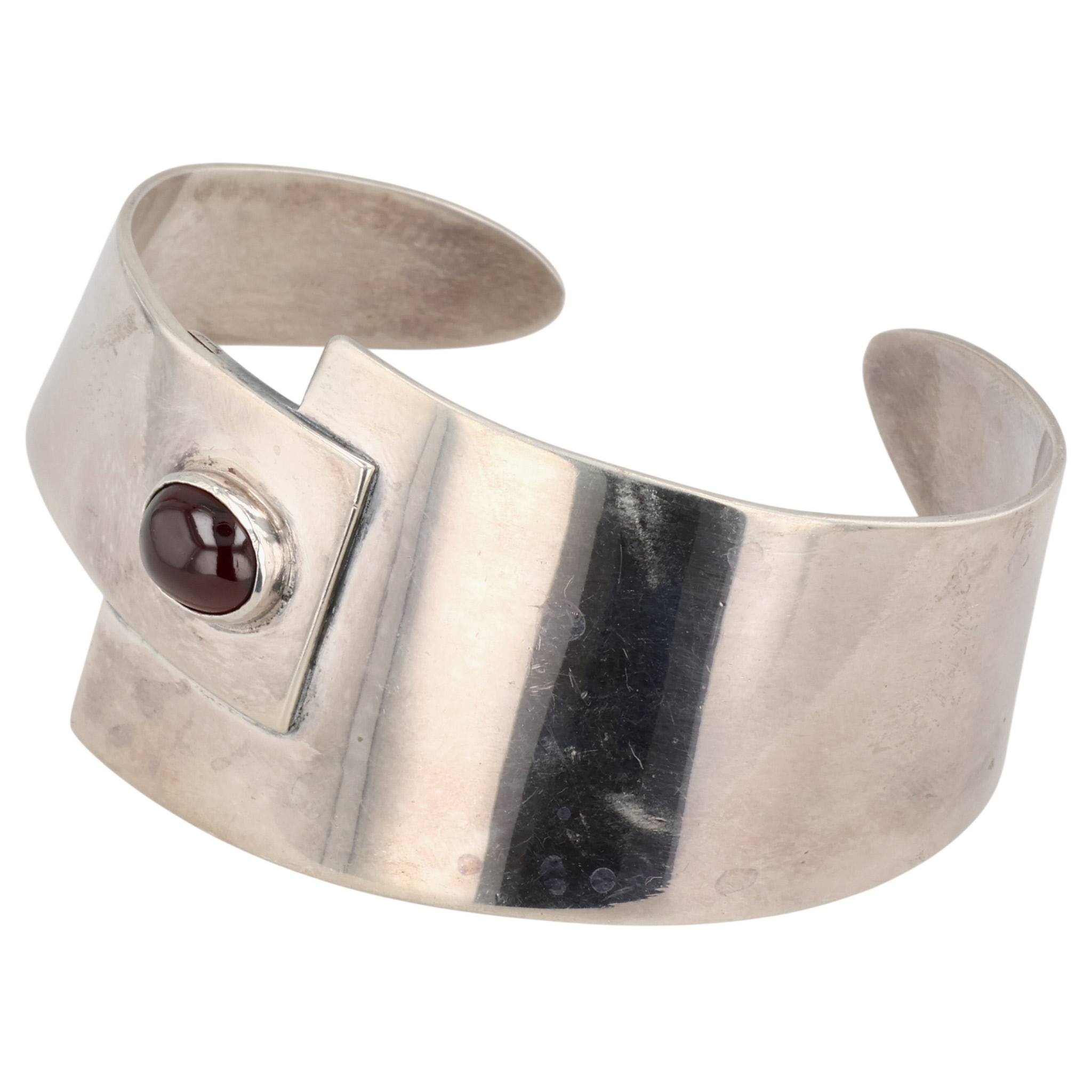 Sterling Gemstone Modernist Cuff Bracelet