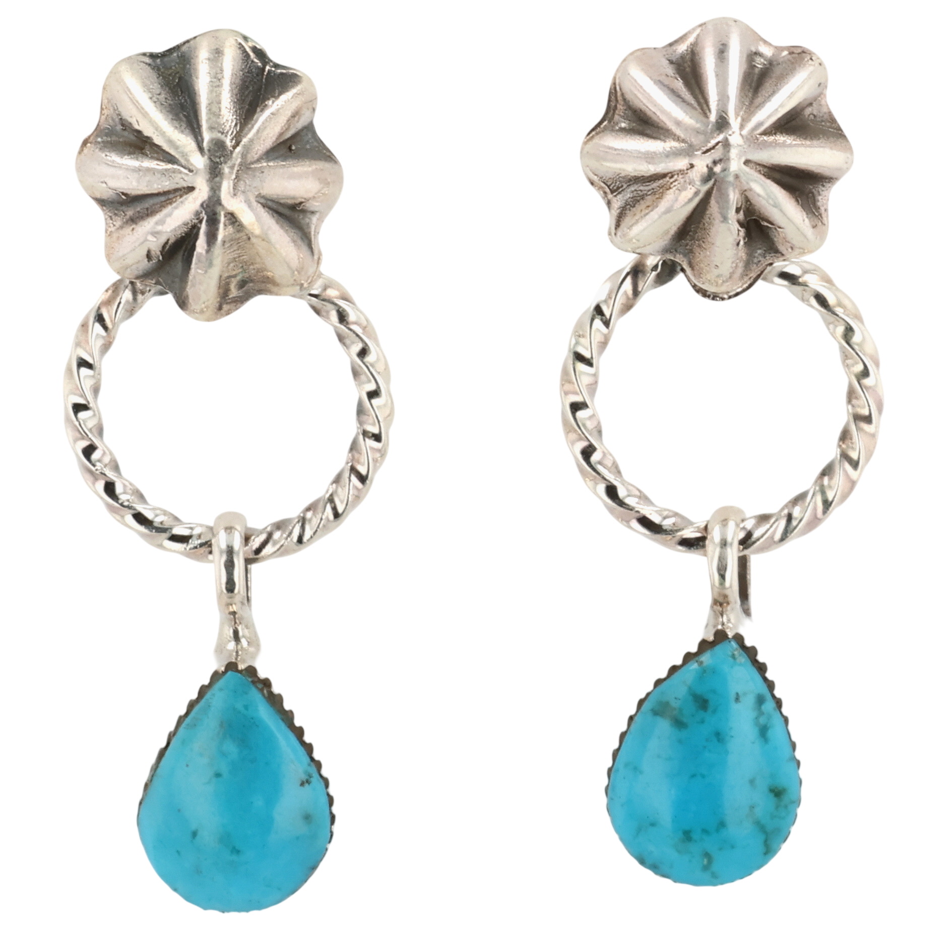 Sheena Jack Navajo Sterling Kingman Turquoise Earrings