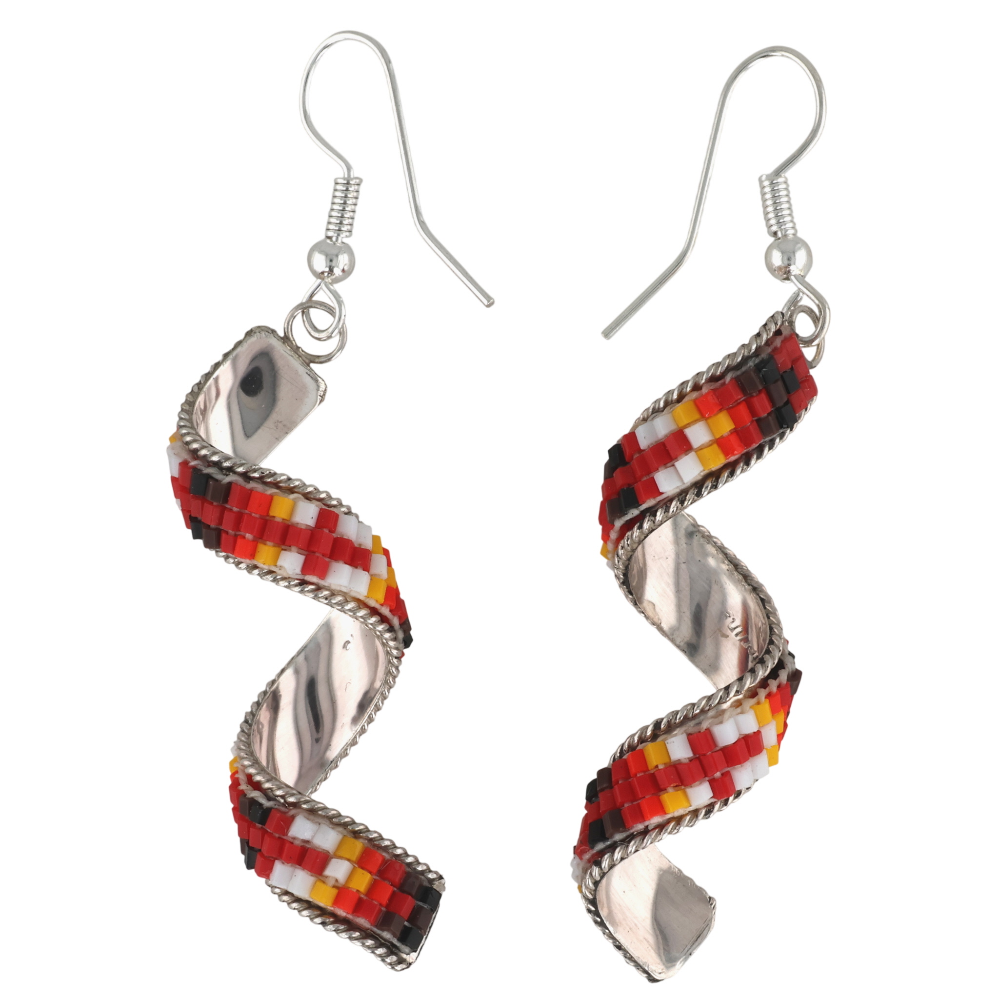 Lucille Romone Navajo Sterling Microbead Spiral Earrings
