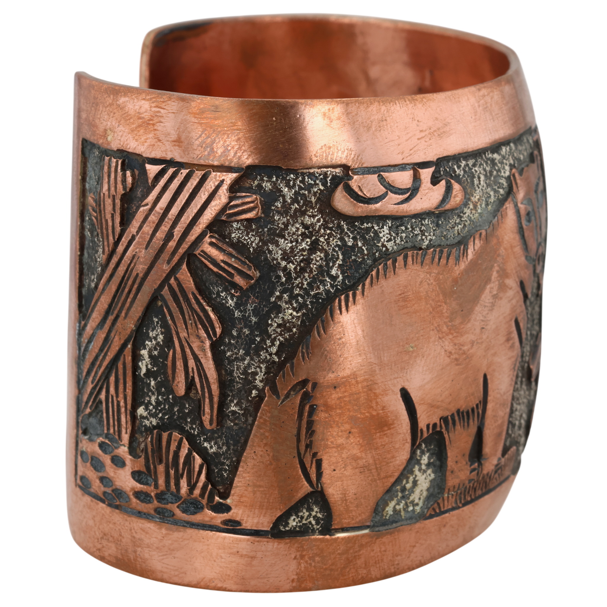 Elaine Becenti Navajo Copper Storyteller Cuff Bracelet