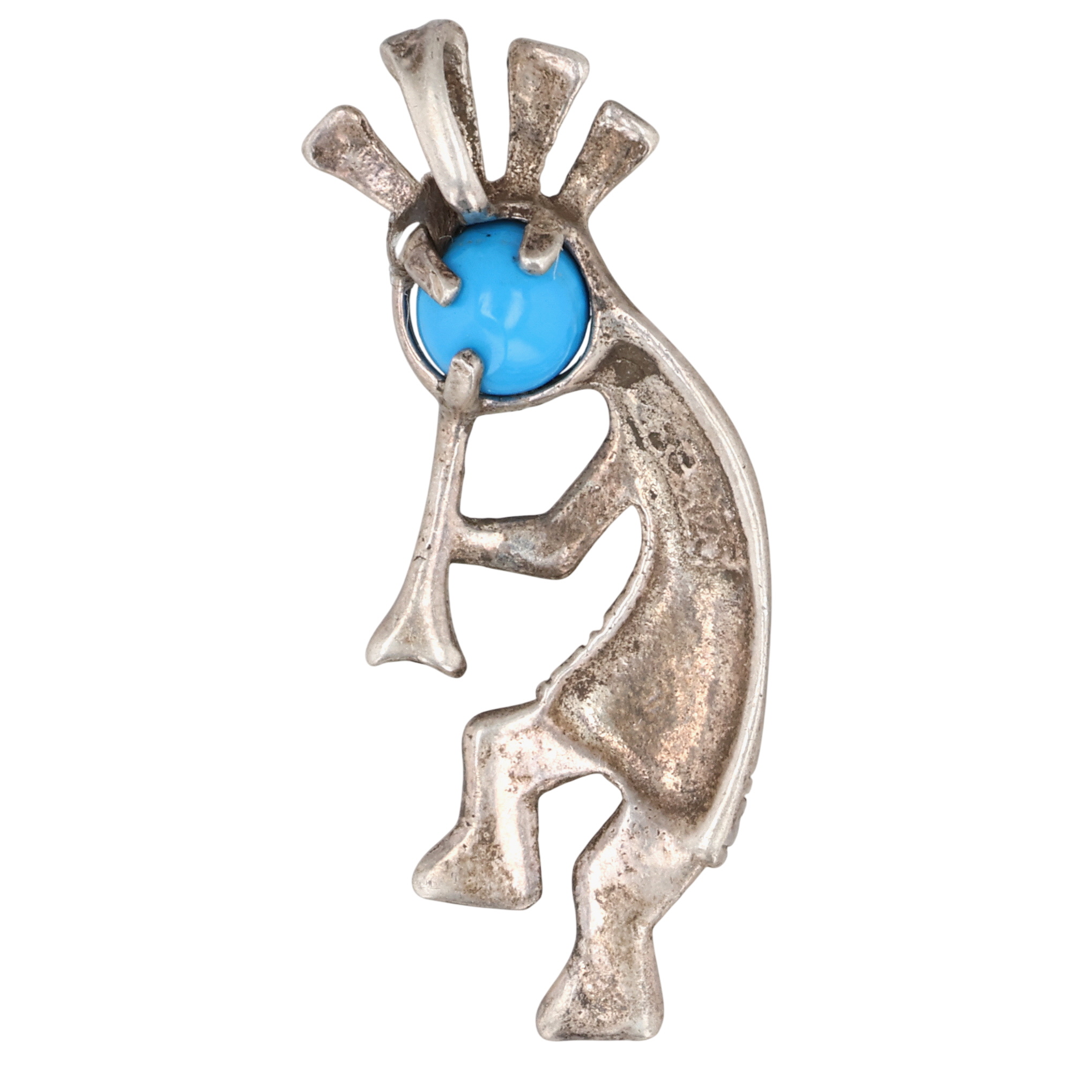 Jim Calladitto Navajo Sterling Turquoise Kokopelli Pendant