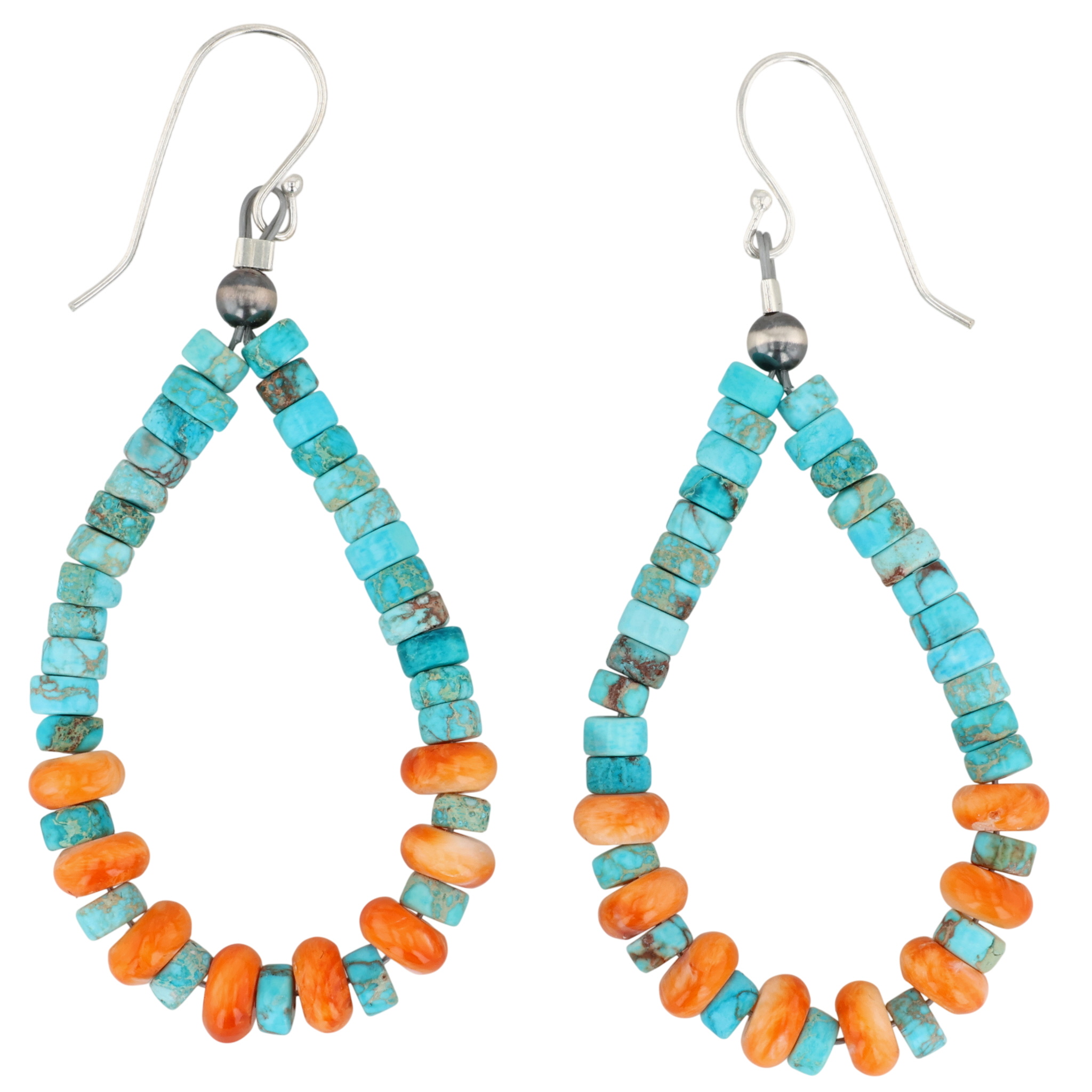 Southwest Sterling Turquoise Spiny Oyster Bead Earrings
