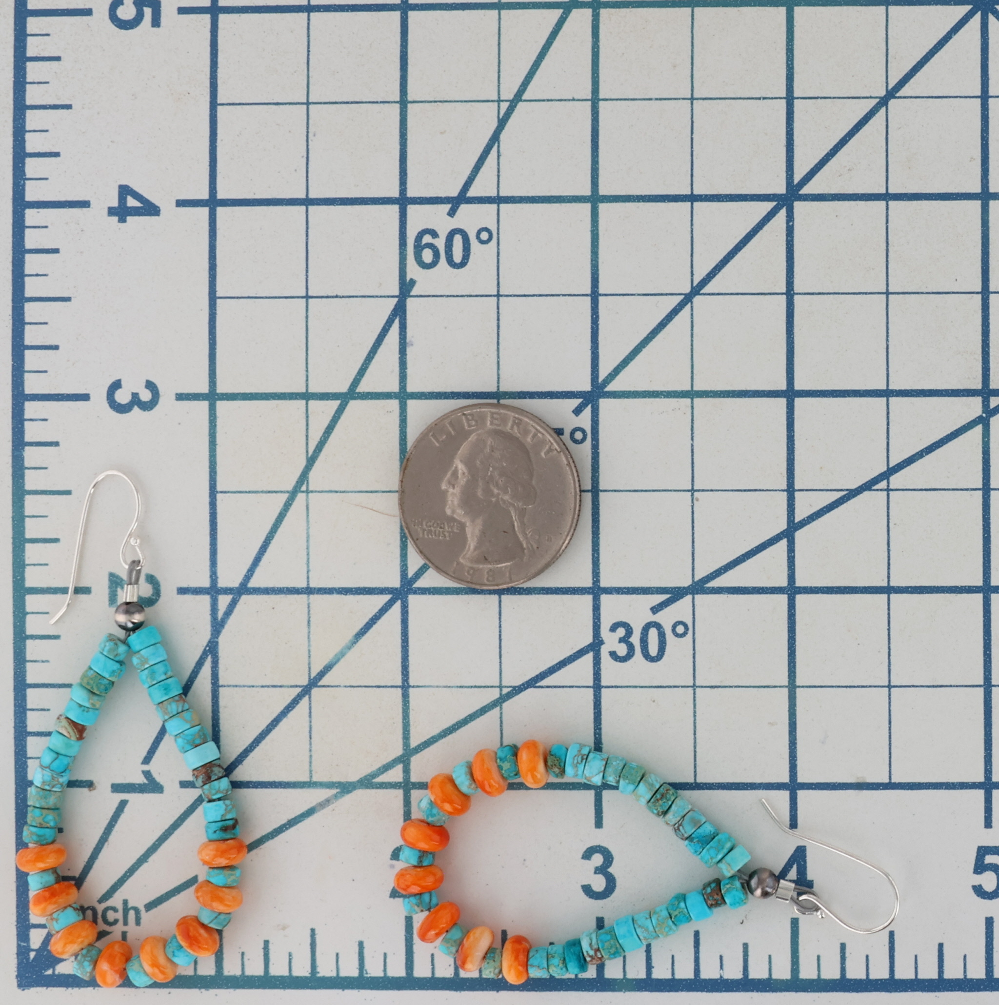 Southwest Sterling Turquoise Spiny Oyster Bead Earrings