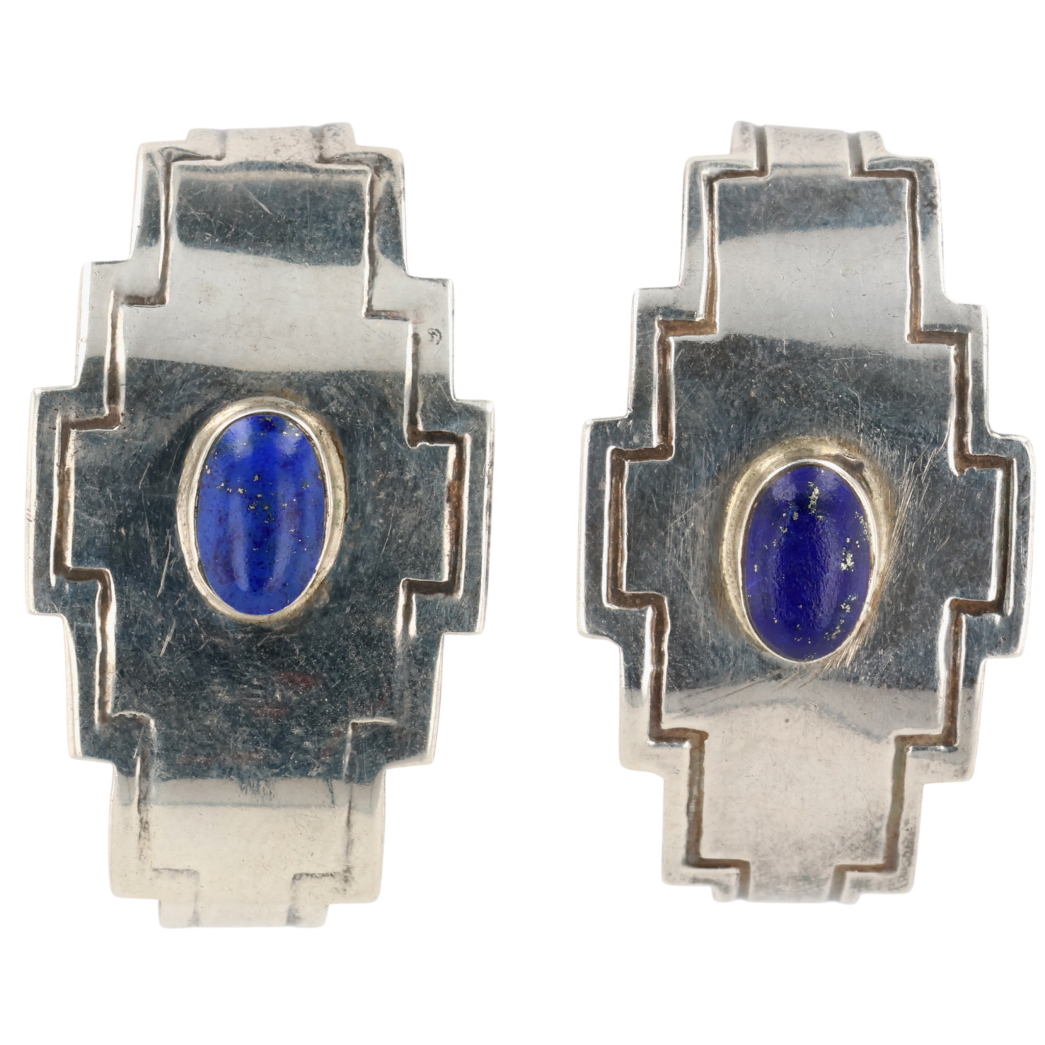 Southwest Sterling Lapis Lazuli Geometric Earrings