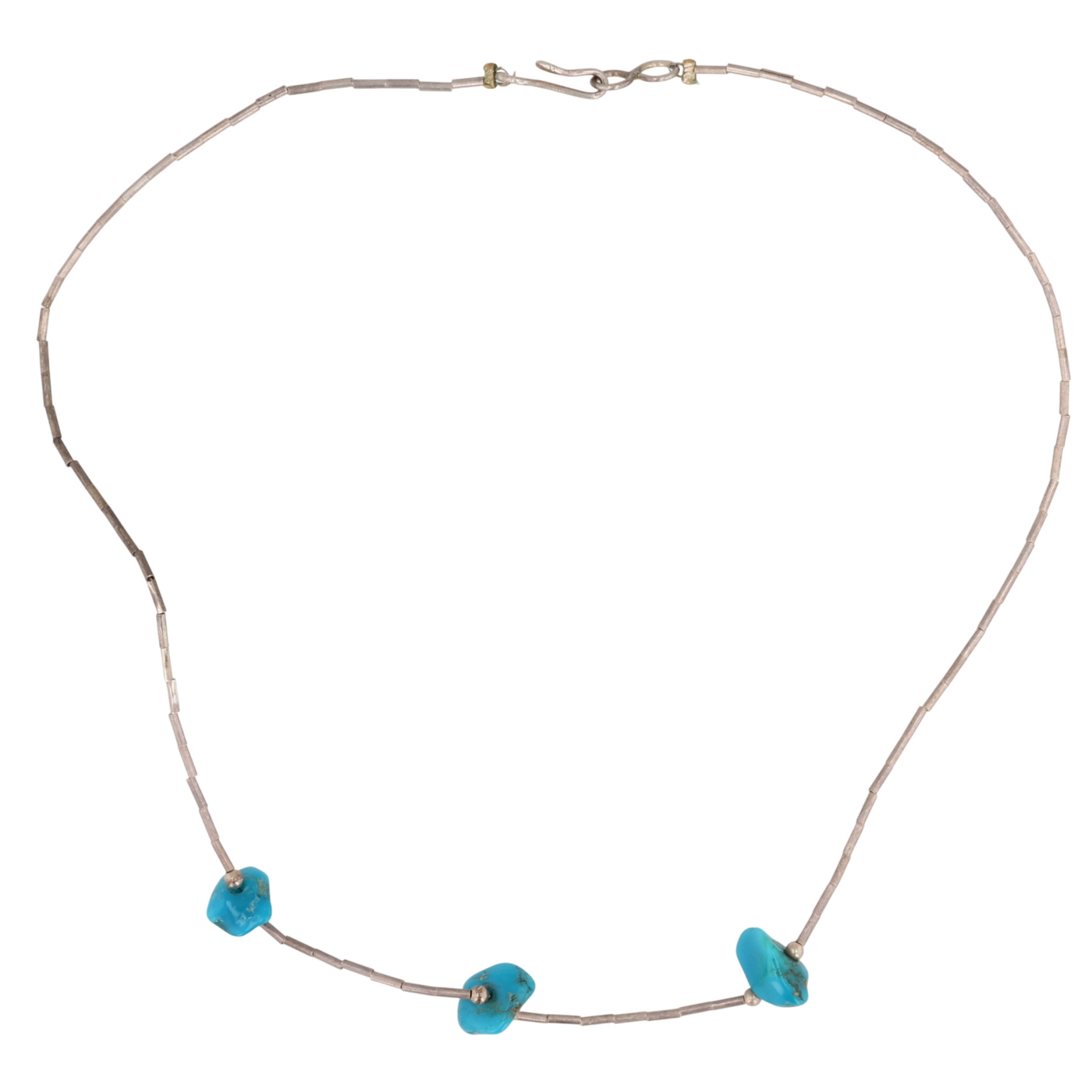 Southwest Sterling Liquid Silver Turquoise Chunk Necklace