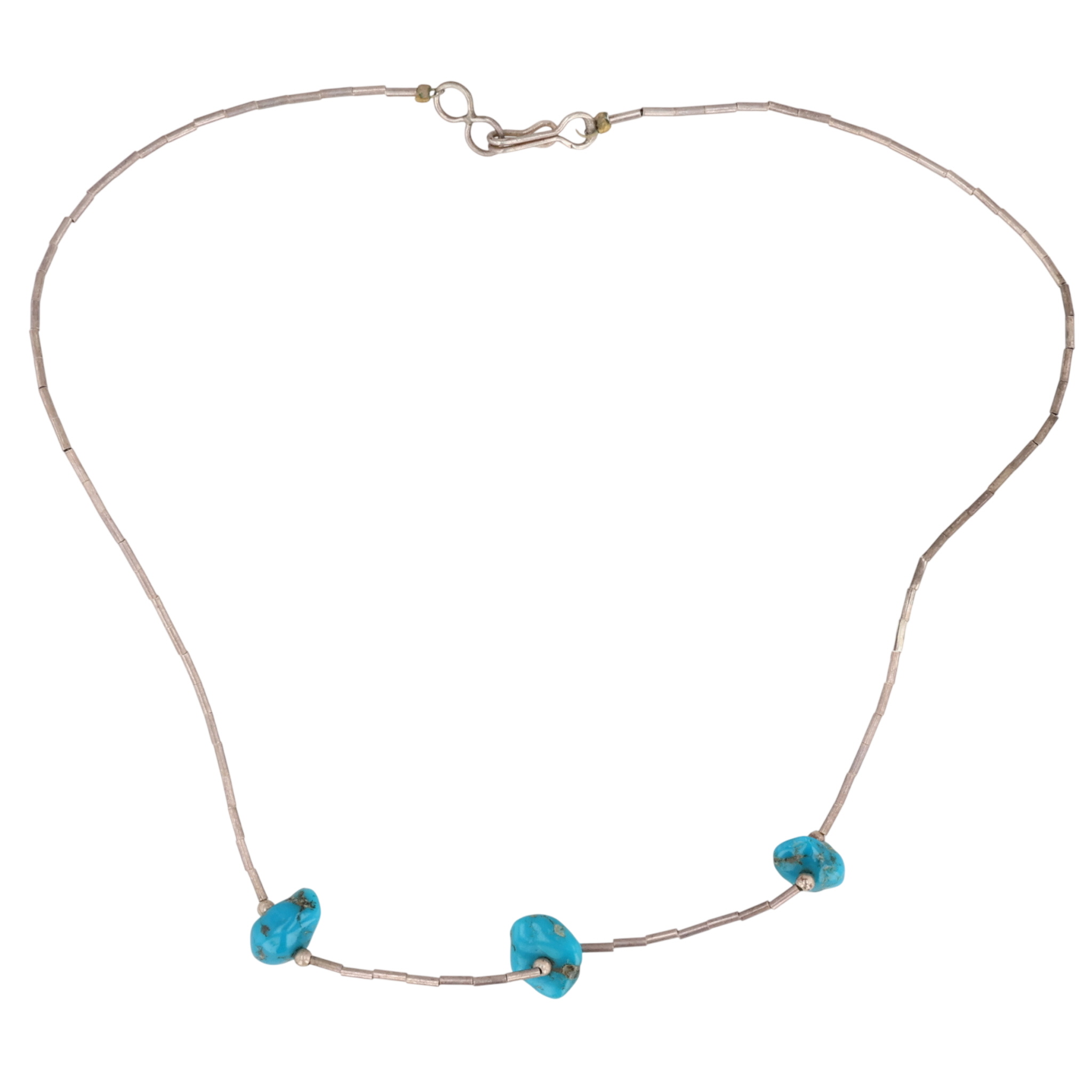 Southwest Sterling Liquid Silver Turquoise Chunk Necklace