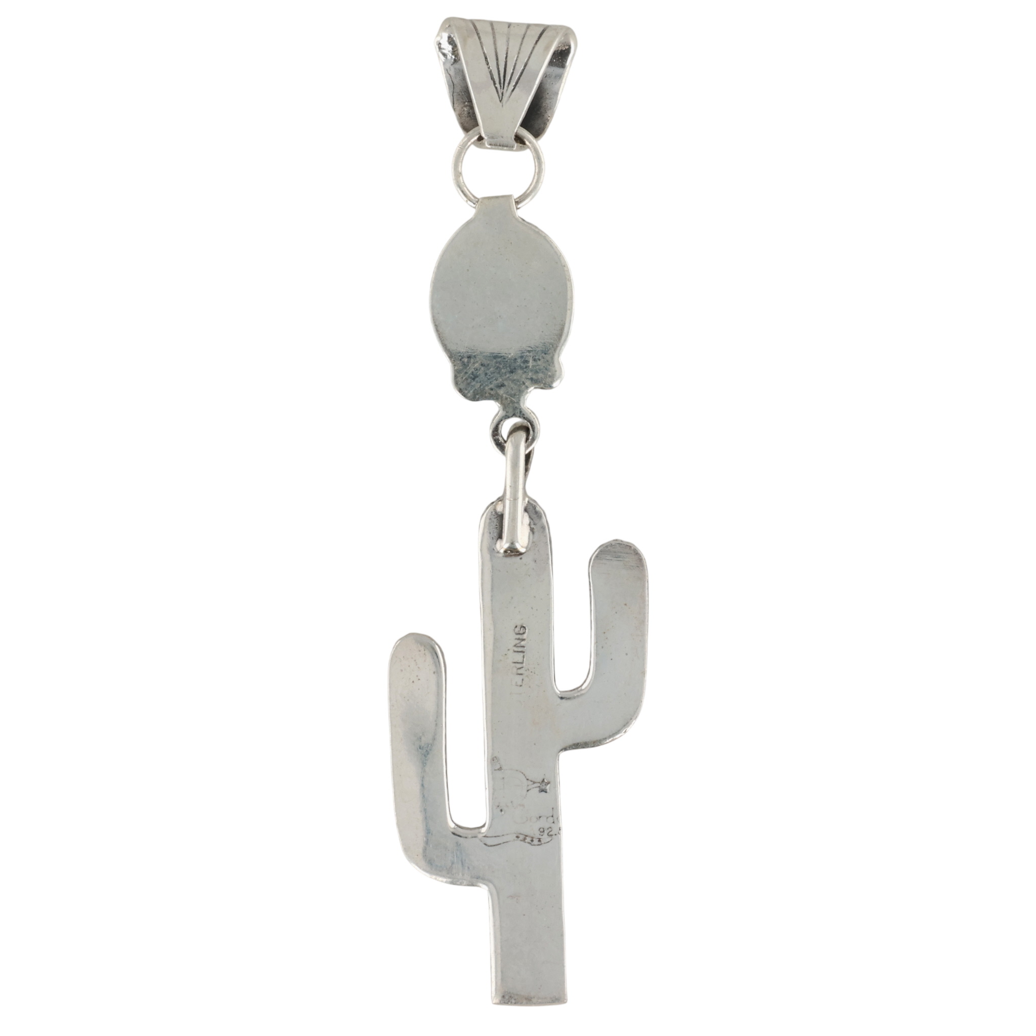 Adrienne Gordon Navajo Sterling Kingman Turquoise Cactus Pendant