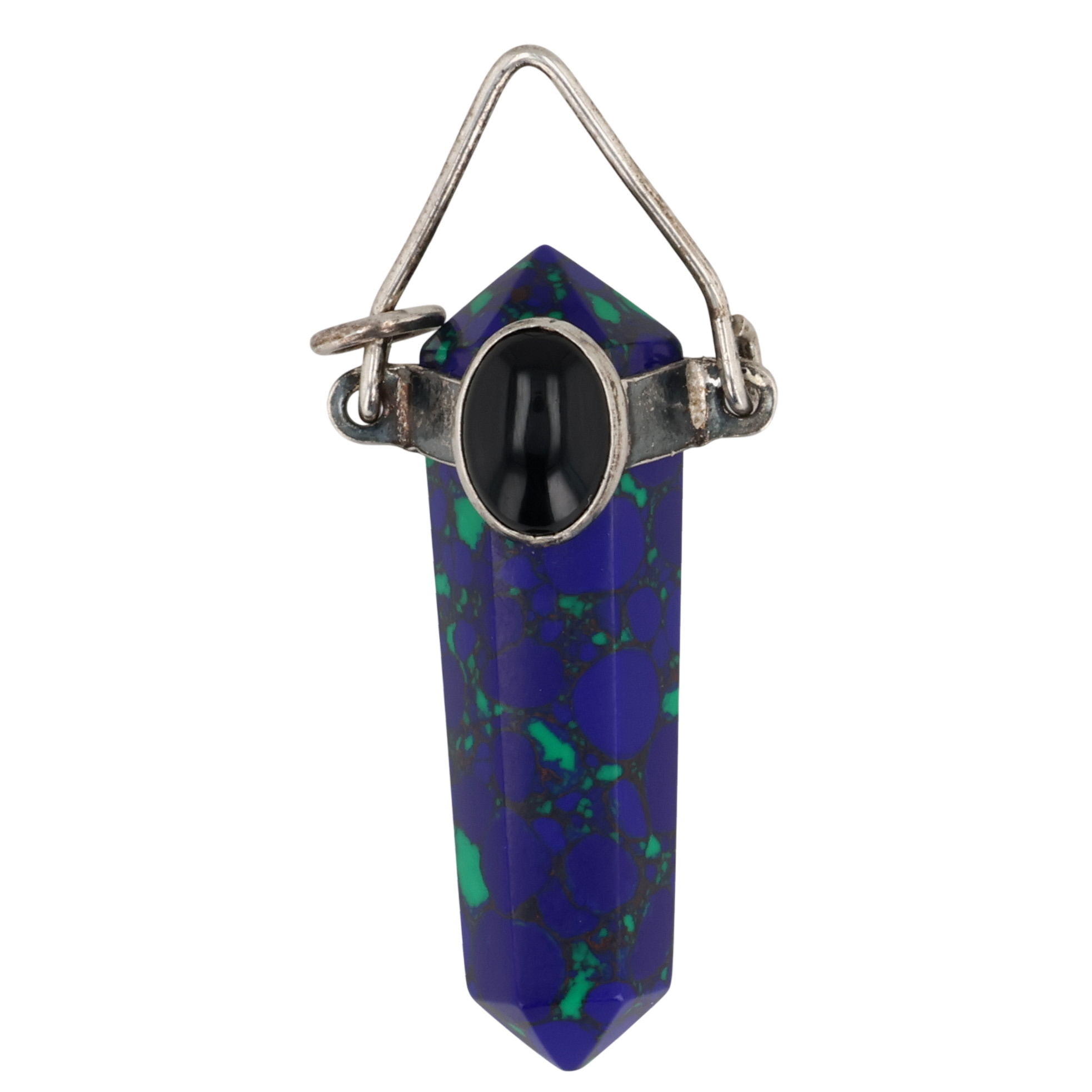 Sterling Azurite and Onyx Pendant