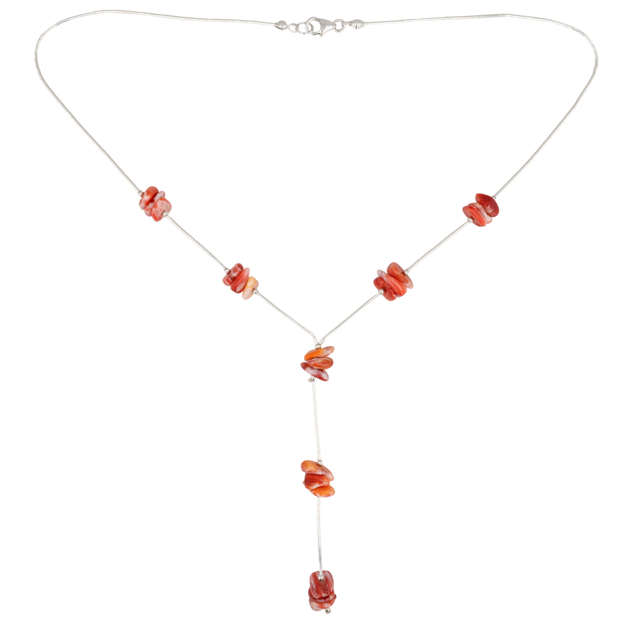 Southwest Sterling Liquid Silver Spiny Oyster Lariat Necklace