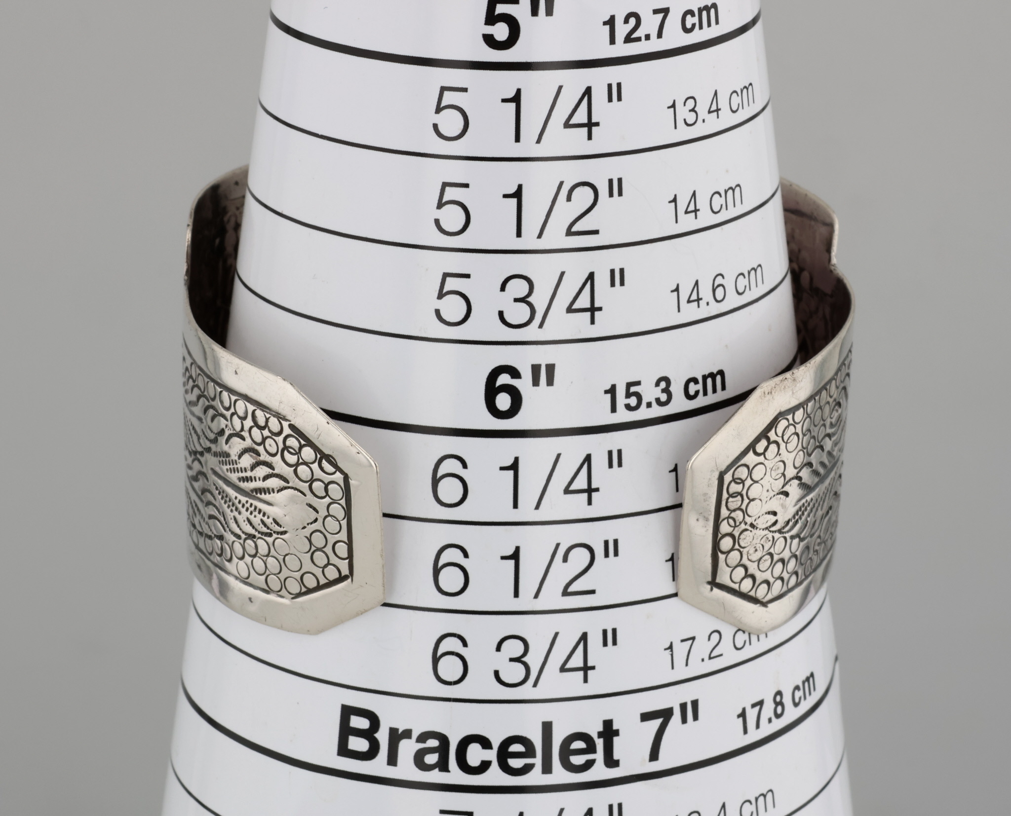 Mexico Sterling Embossed Sun Cuff Bracelet