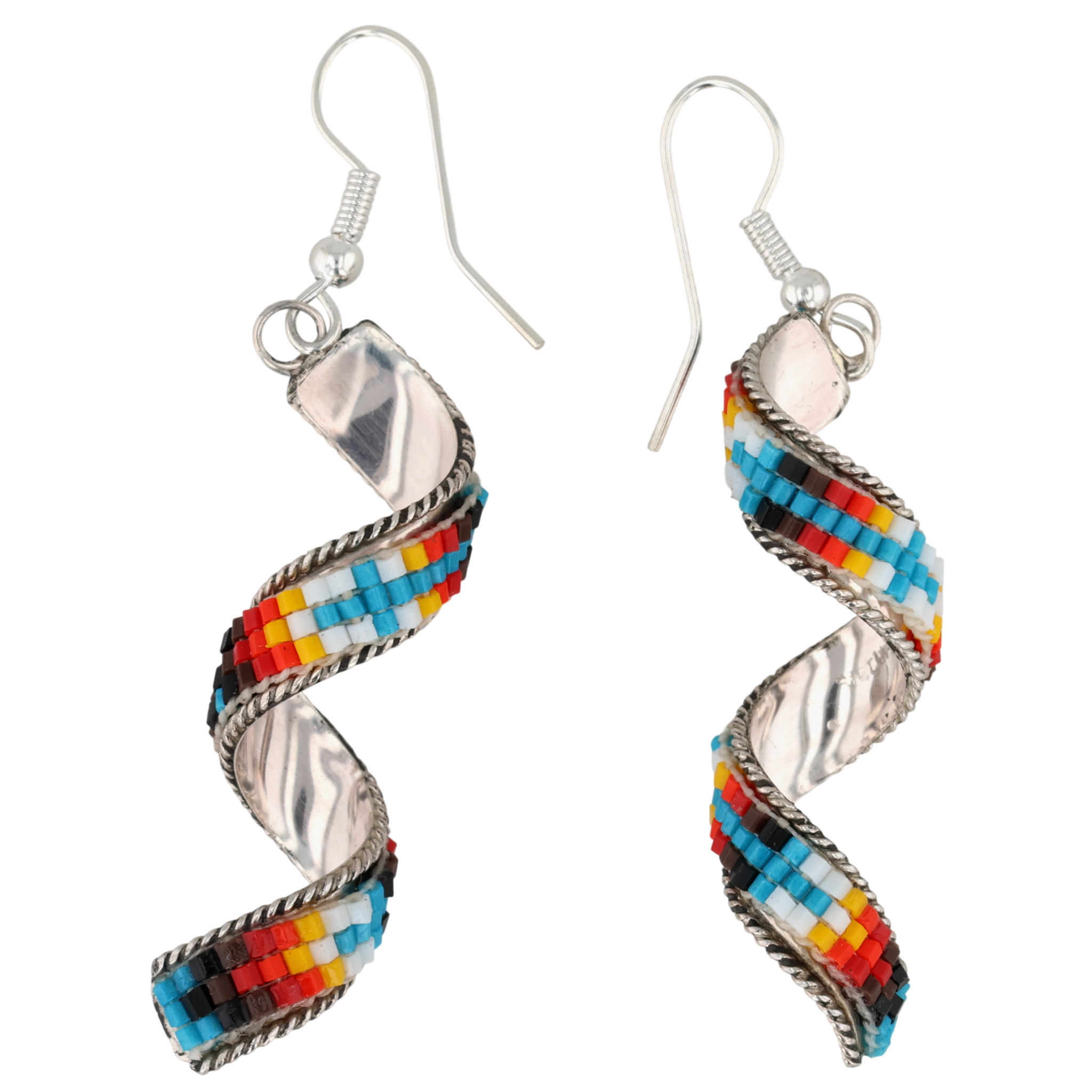 Lucille Romone Navajo Sterling Microbead Spiral Earrings