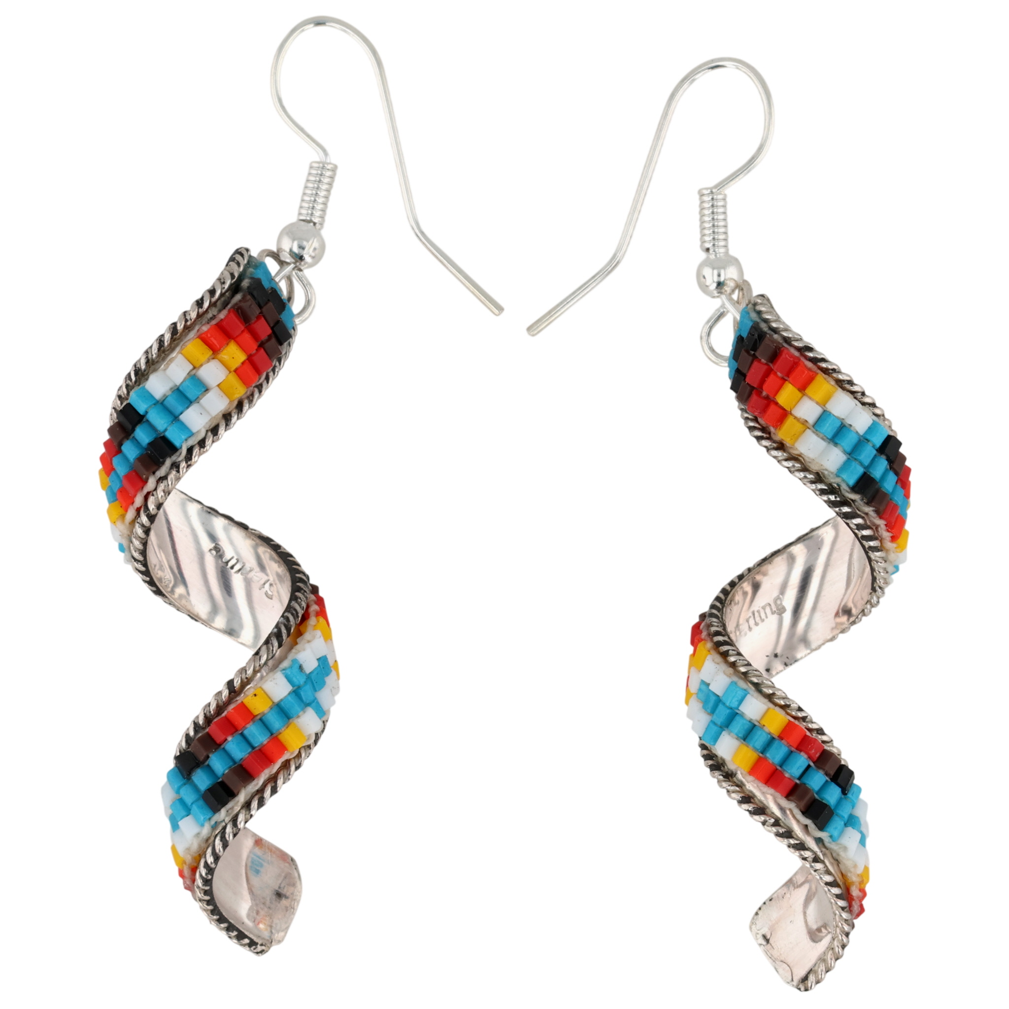 Lucille Romone Navajo Sterling Microbead Spiral Earrings