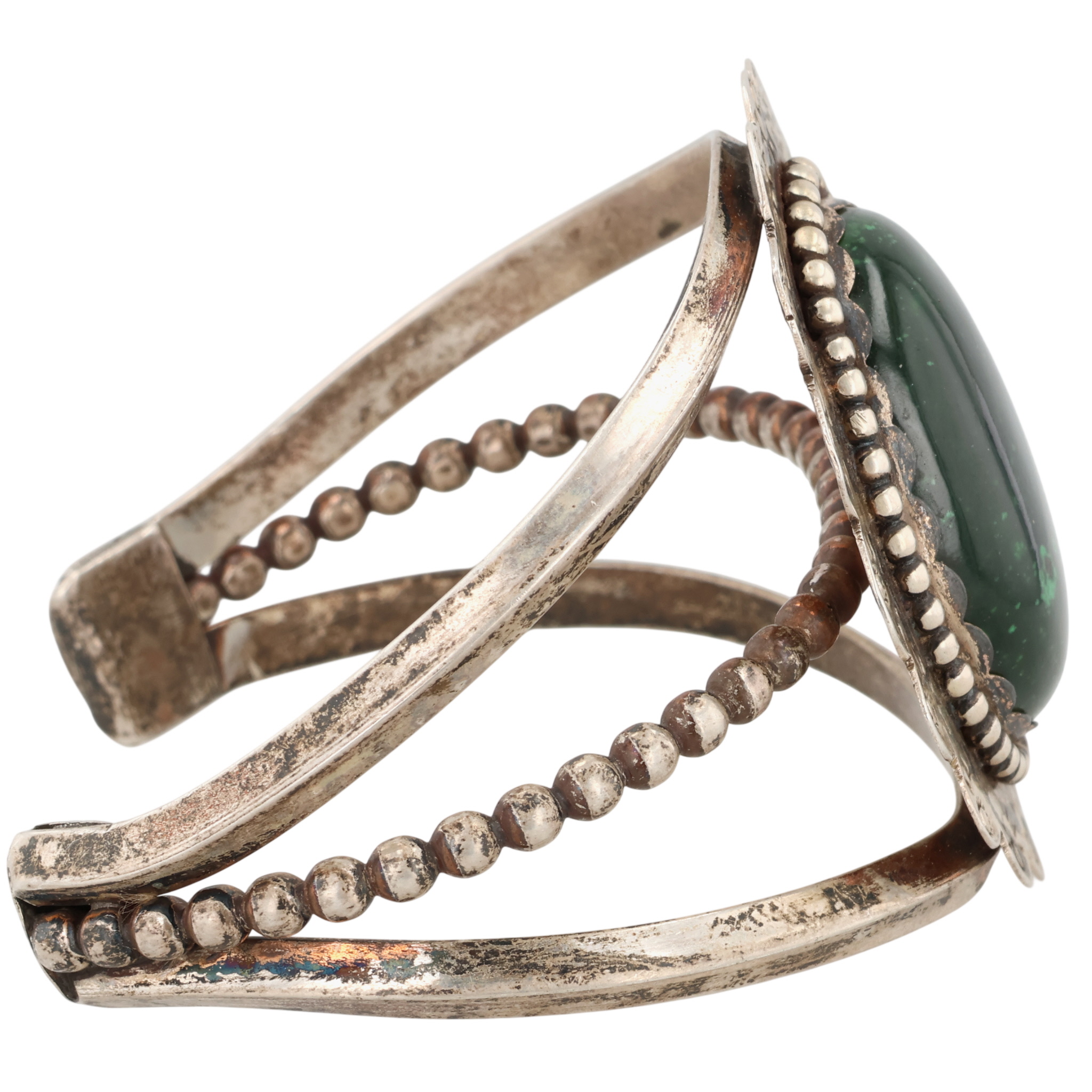 Signed Navajo Sterling Turquoise Cuff Bracelet