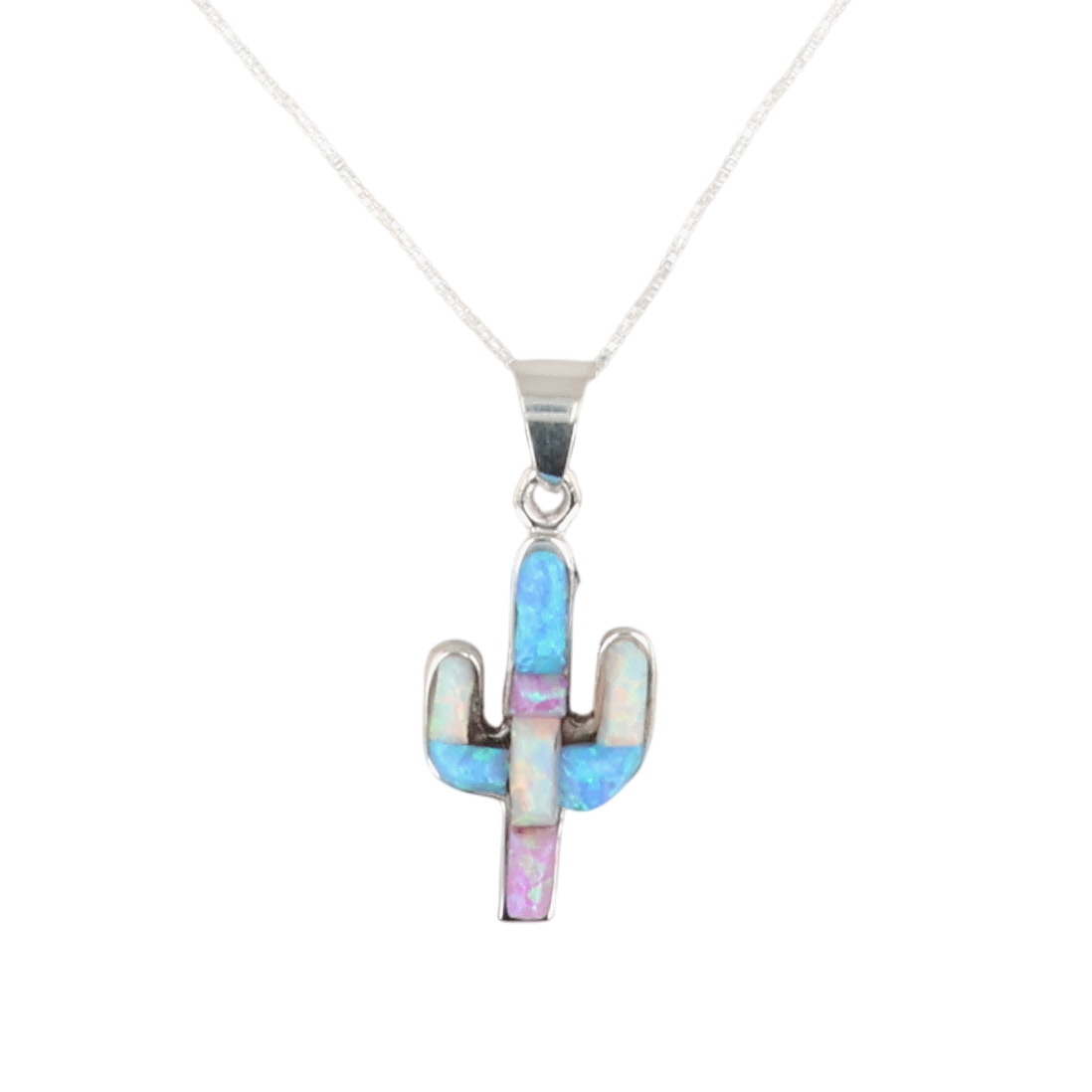 Allen Lee Navajo Sterling Opal Cactus Necklace