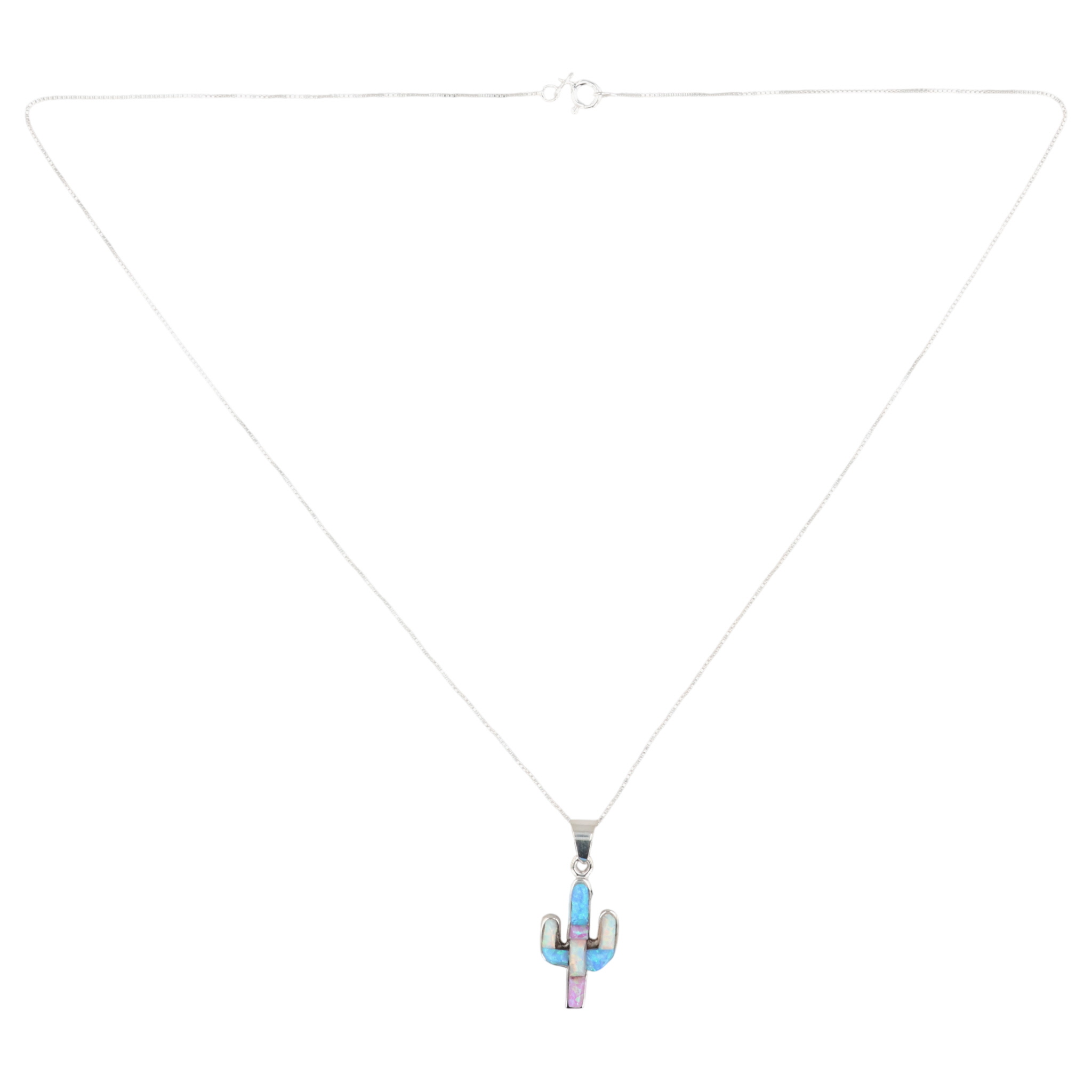 Allen Lee Navajo Sterling Opal Cactus Necklace