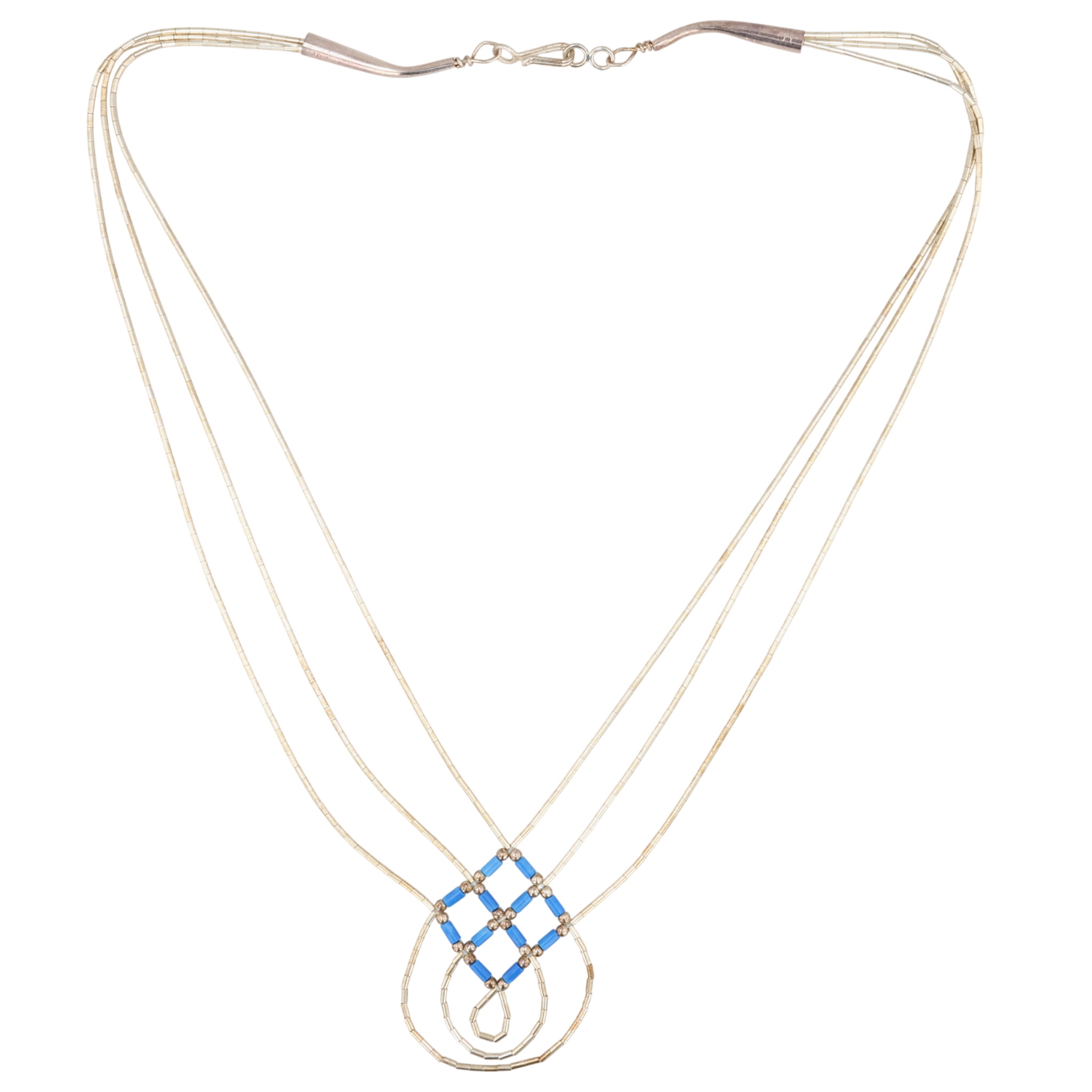 Southwest Sterling Liquid Silver Multi-Strand Sodalite Bead Necklace