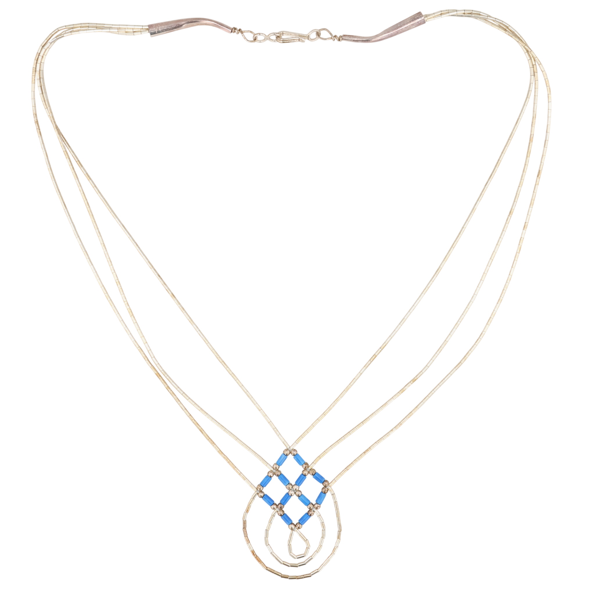 Southwest Sterling Liquid Silver Multi-Strand Sodalite Bead Necklace