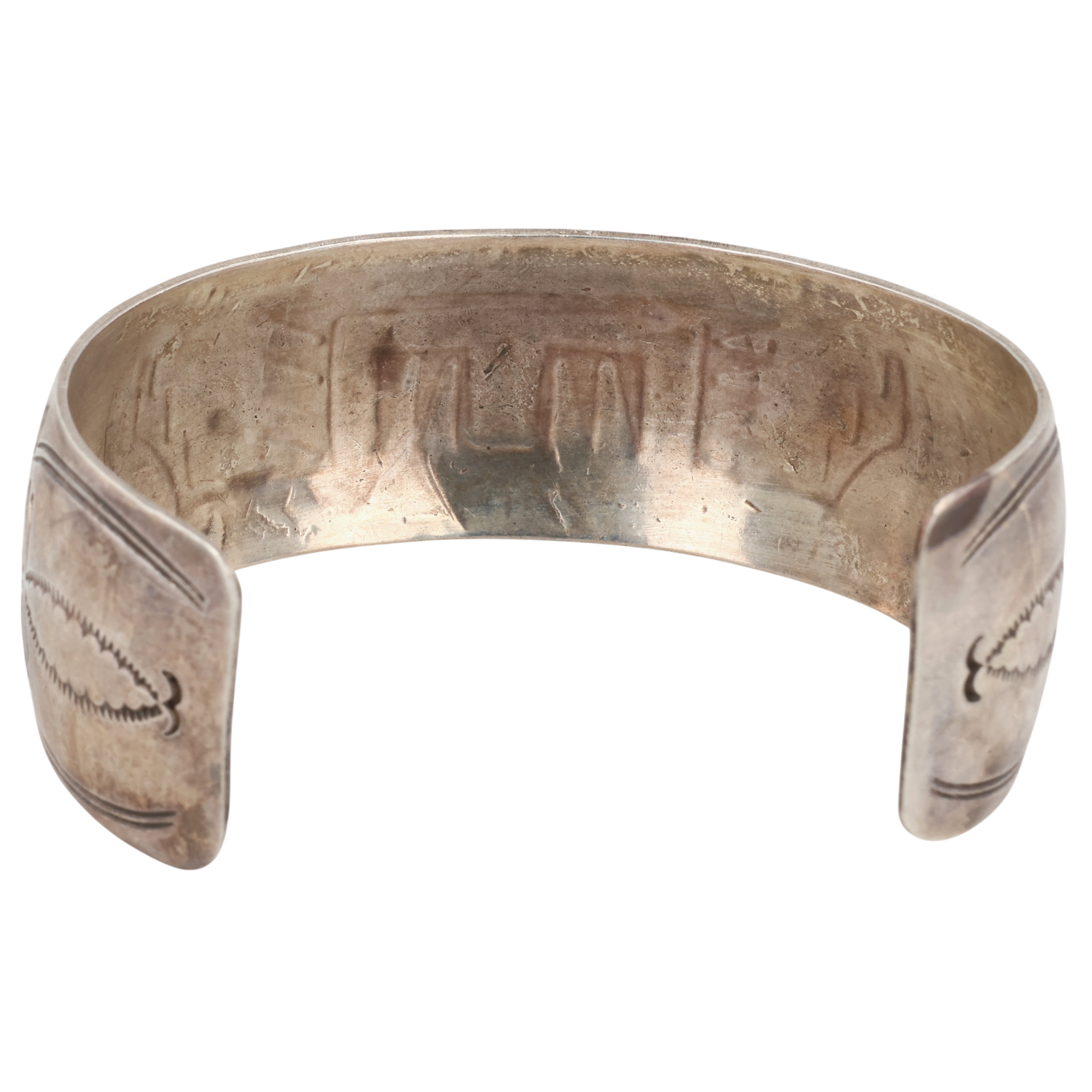 Signed Navajo Sterling Turquoise Coral Chip Inlay Cuff Bracelet