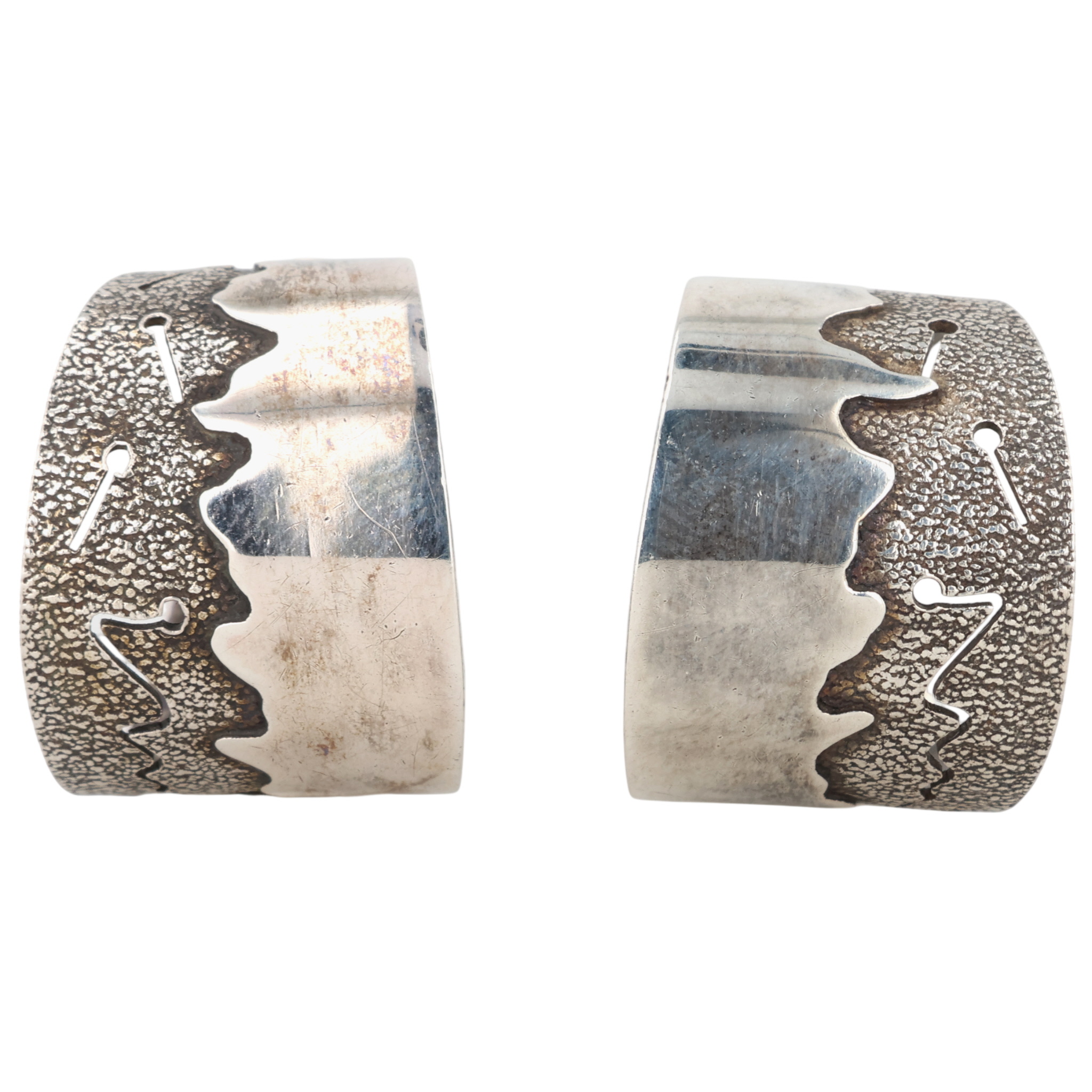 Southwest Sterling Textured Hoop Earrings