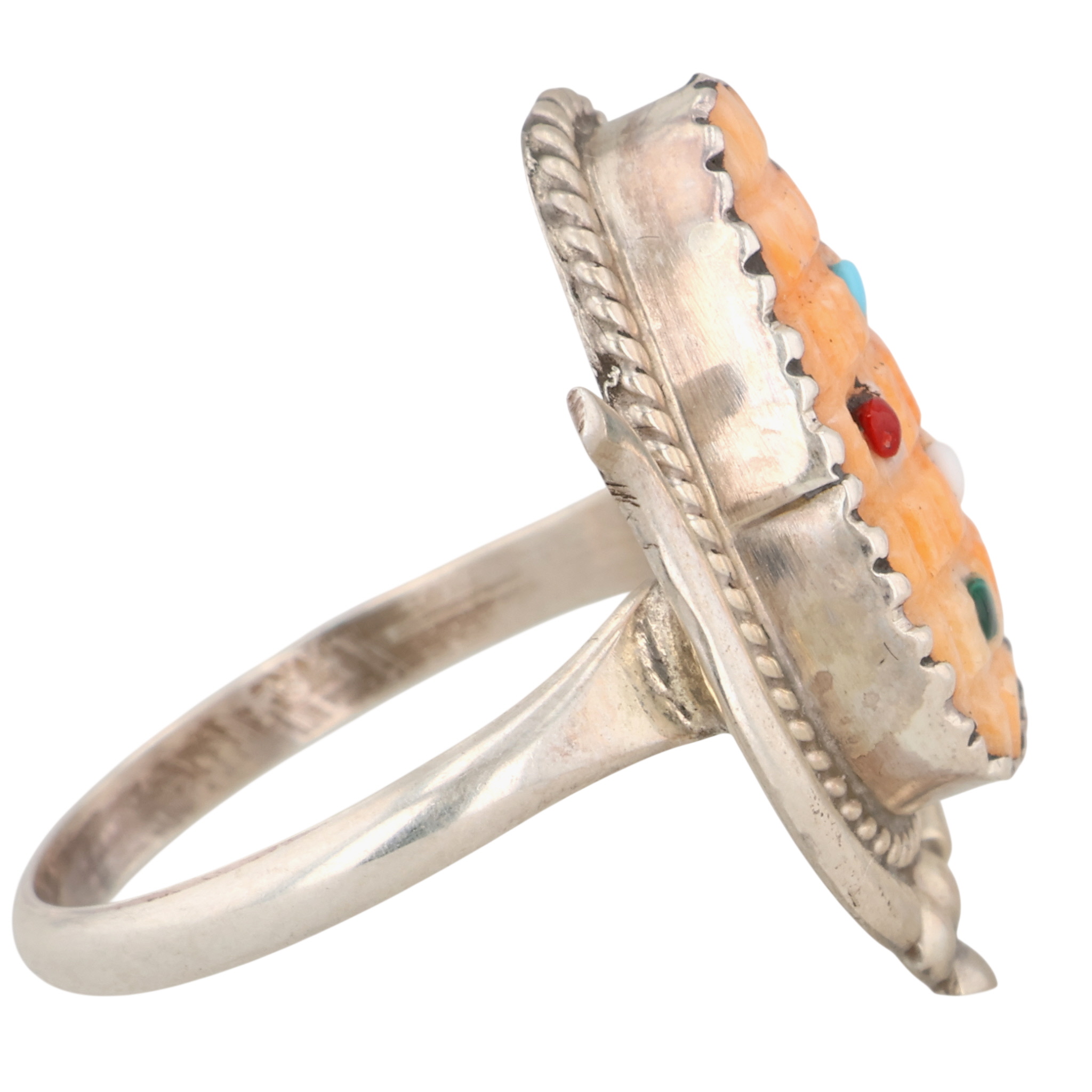 Kane Etsate Zuni Sterling Multi-Stone Corn Ring Sz 7.75