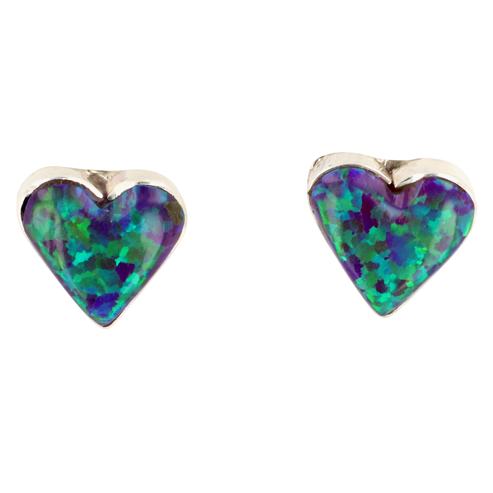 Arlinda Lalio Zuni Sterling Opal Heart Earrings