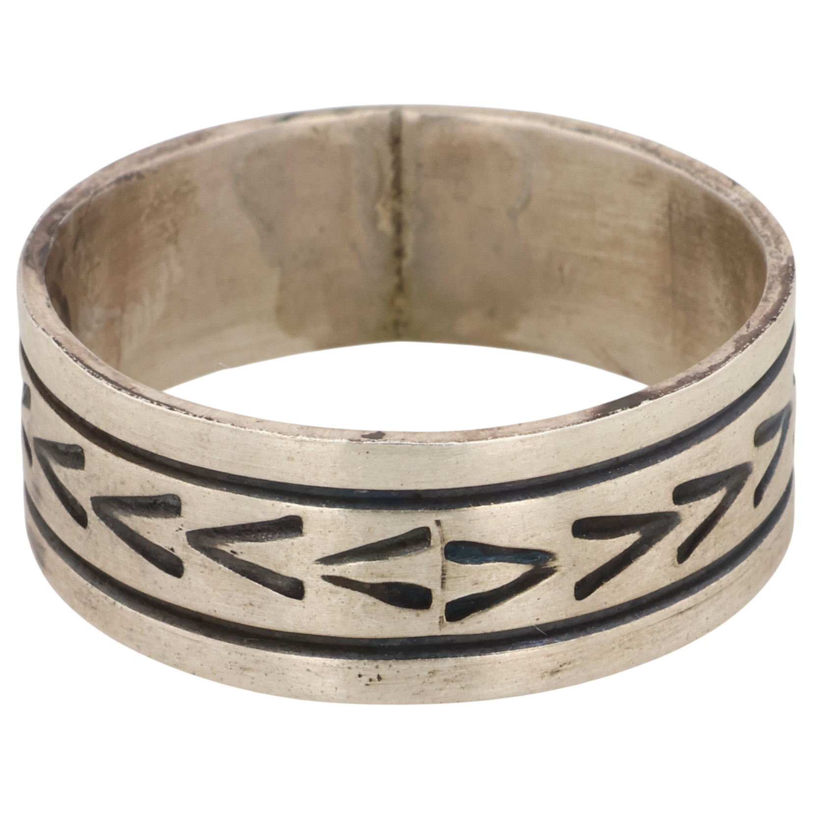 Rick Enriquez Navajo Sterling Stamped Ring Sz 13