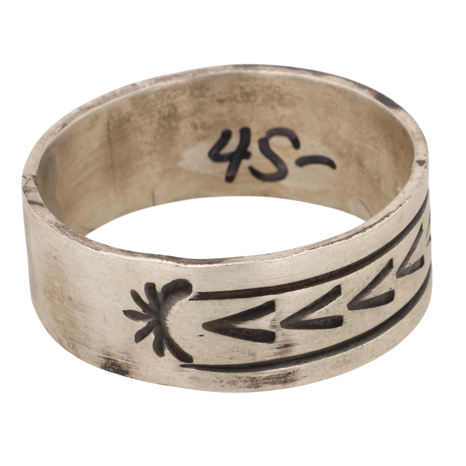 Rick Enriquez Navajo Sterling Stamped Ring Sz 13