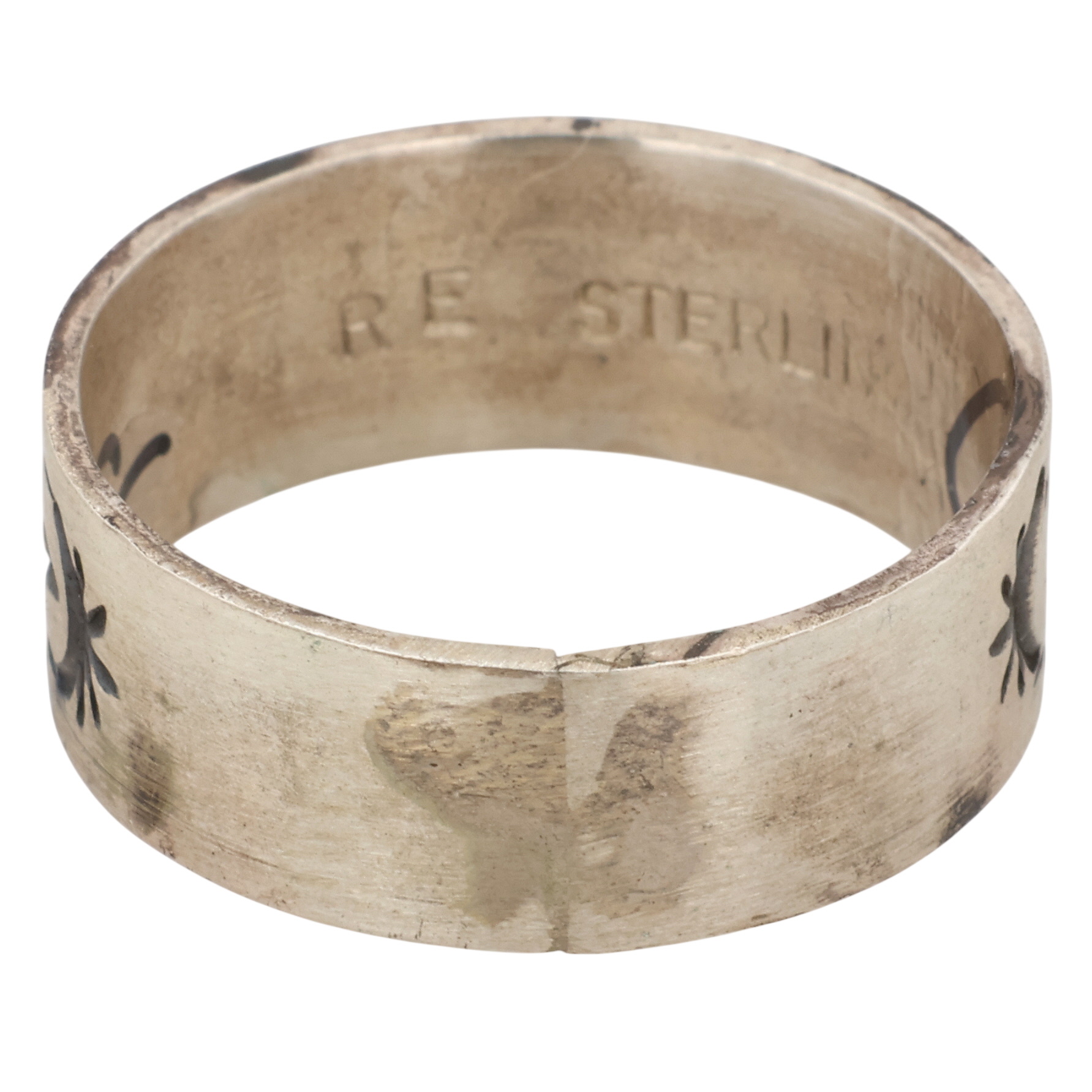Rick Enriquez Navajo Sterling Stamped Ring Sz 13