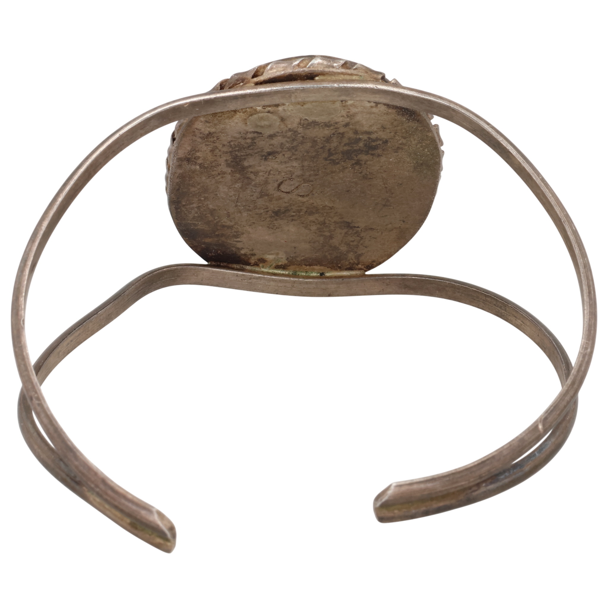 Signed Navajo Sterling Abalone Cuff Bracelet