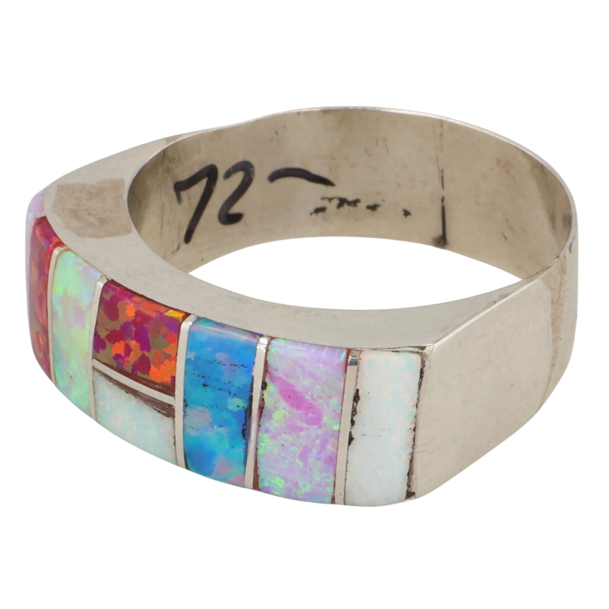 Verna Kanesta Zuni Sterling Opal Inlay Ring Sz 8