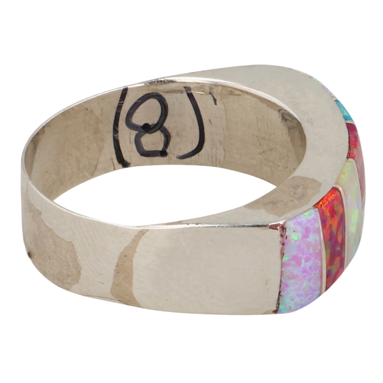 Verna Kanesta Zuni Sterling Opal Inlay Ring Sz 8