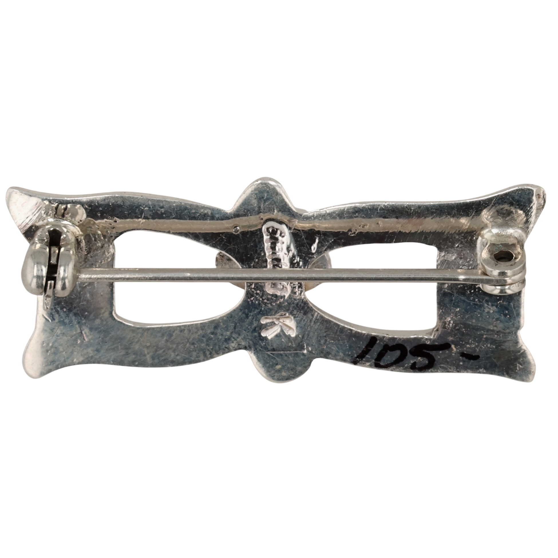 Signed Navajo Sterling Turquoise Brooch