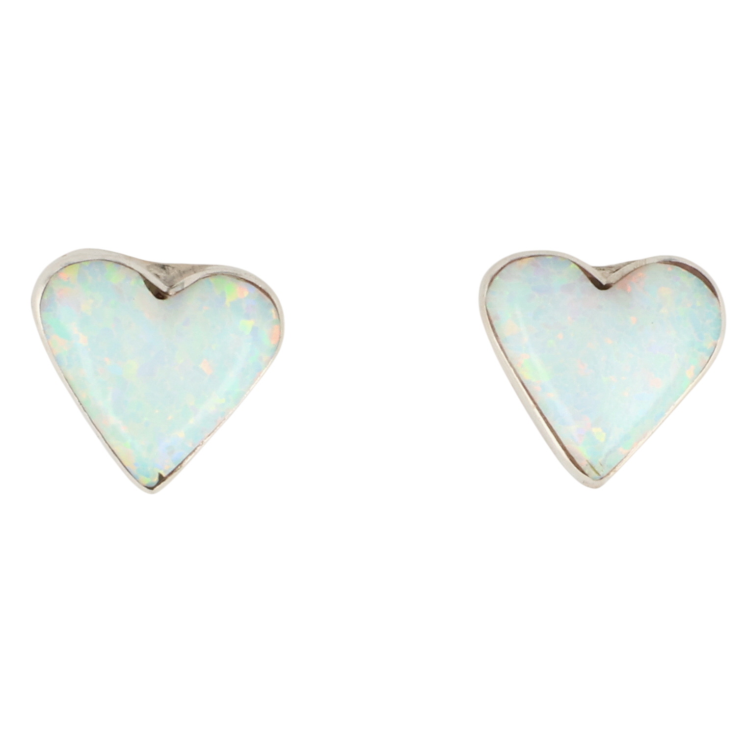 Arlinda Lalio Zuni Sterling Opal Heart Earrings
